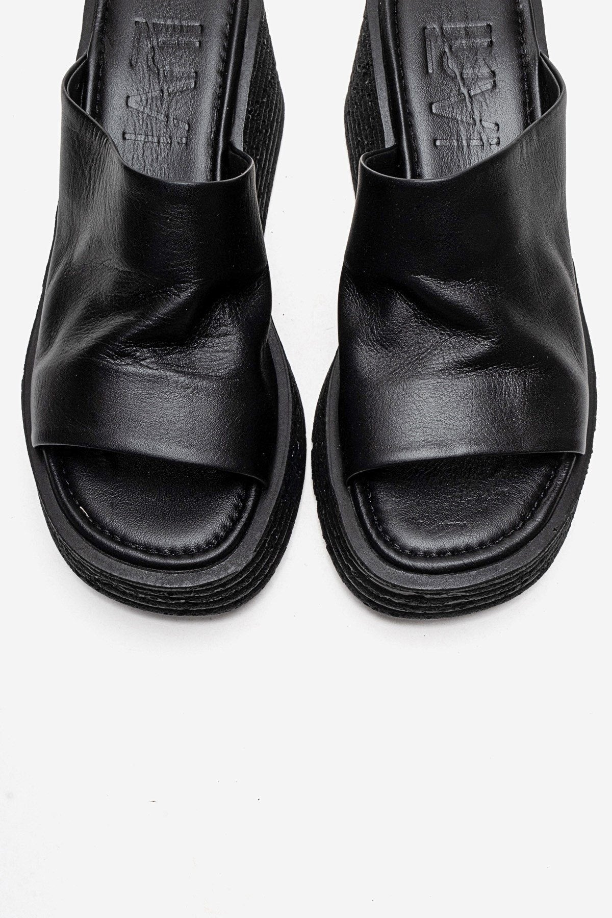 MARC - Black Genuine Leather Platform Heel Slide (Women) - Image 2