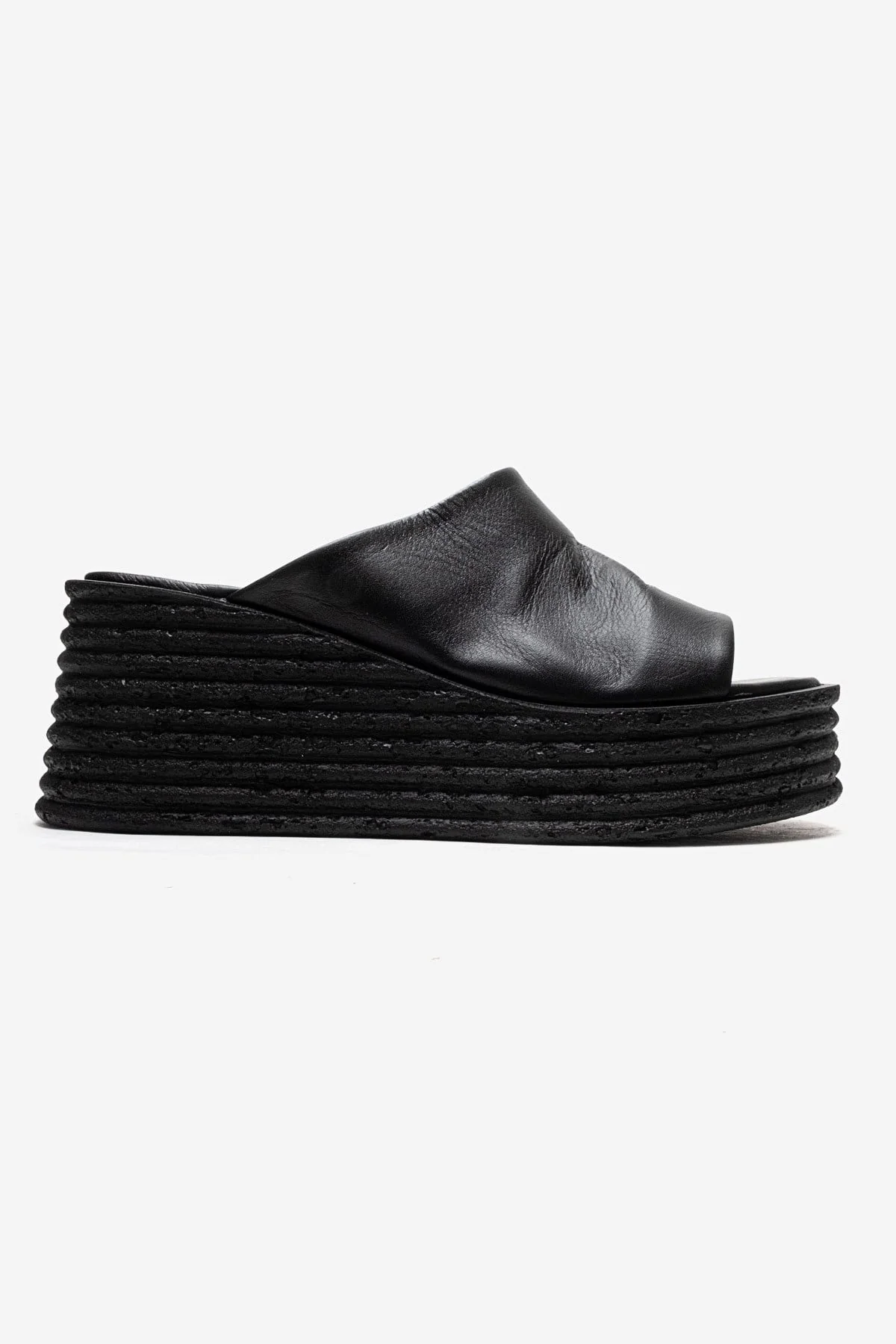 MARC - Black Genuine Leather Platform Heel Slide (Women) - Image 4
