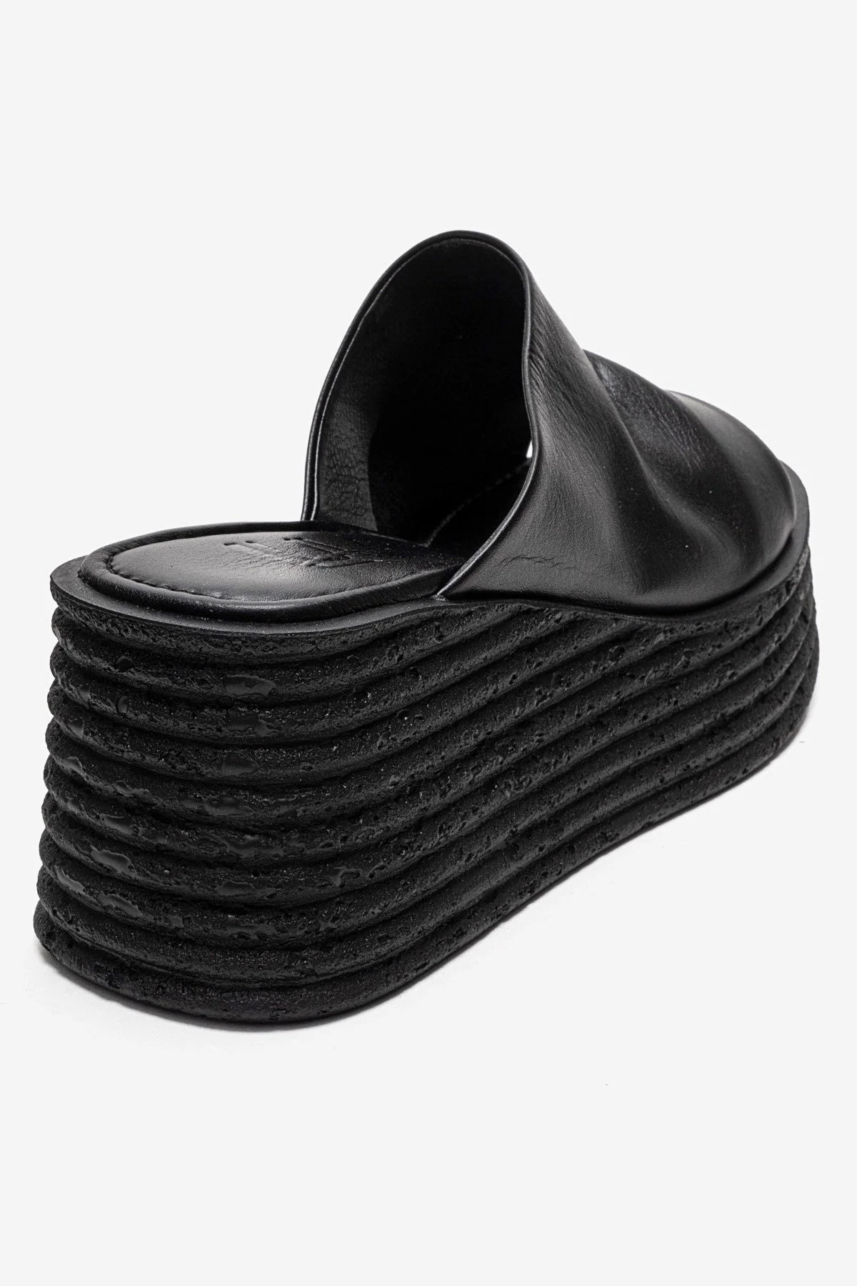 MARC - Black Genuine Leather Platform Heel Slide (Women) - Image 5
