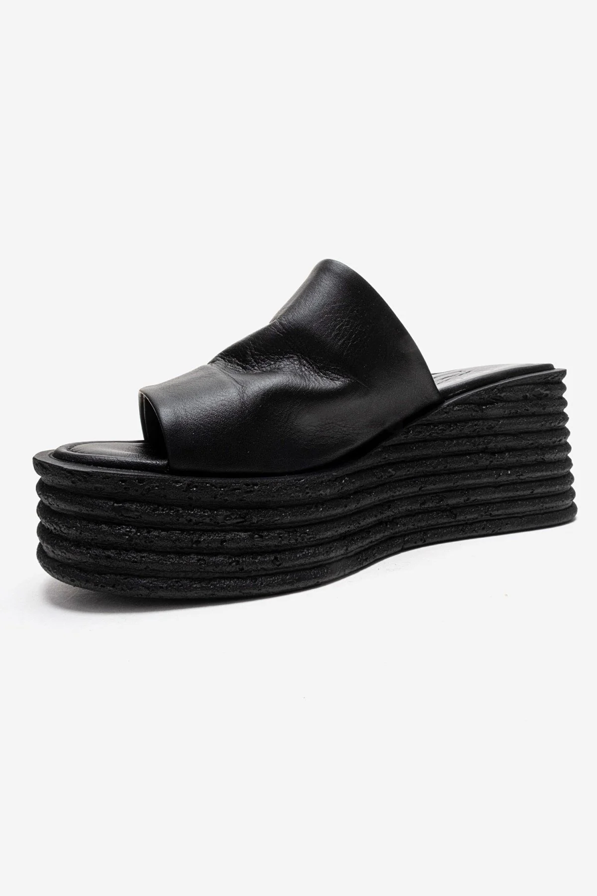 MARC - Black Genuine Leather Platform Heel Slide (Women) - Image 6