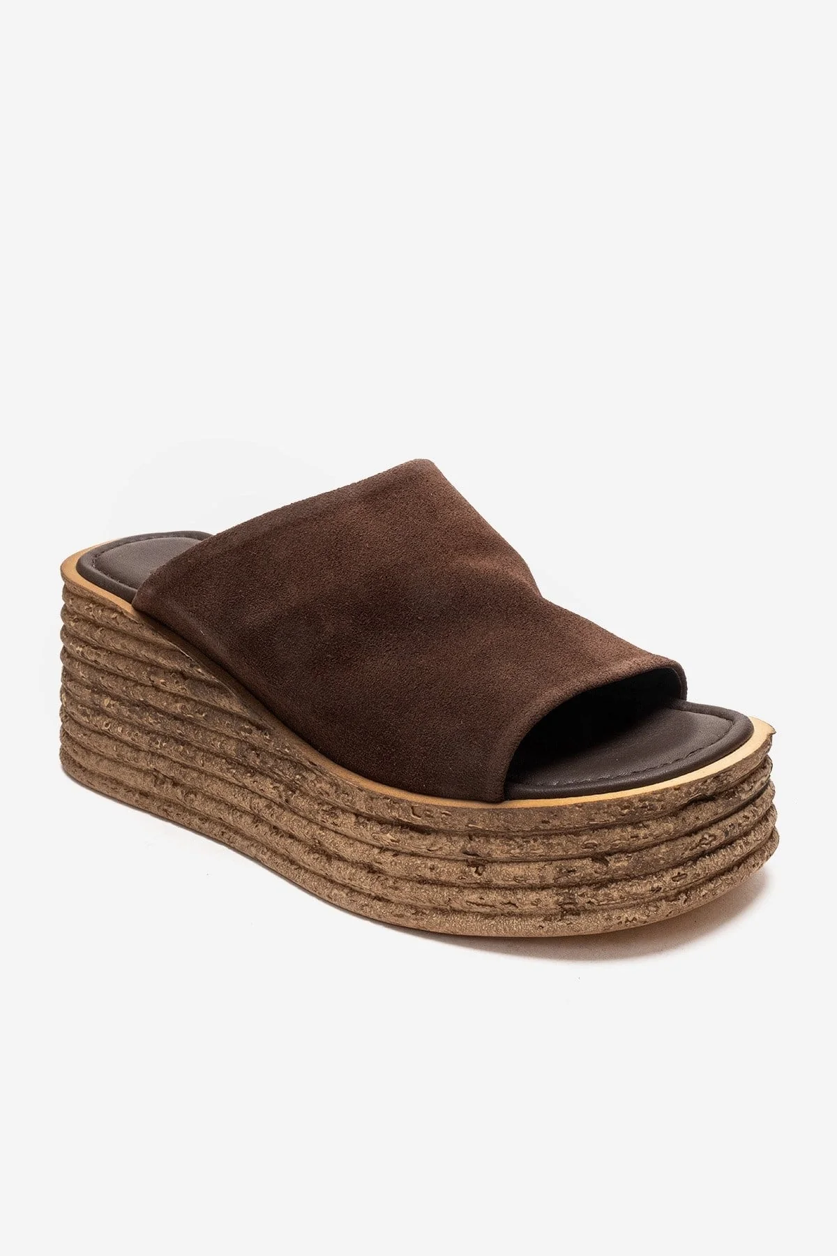 MARC - Cognac Genuine Leather Wedge Heel Slide (Women) - Image 3