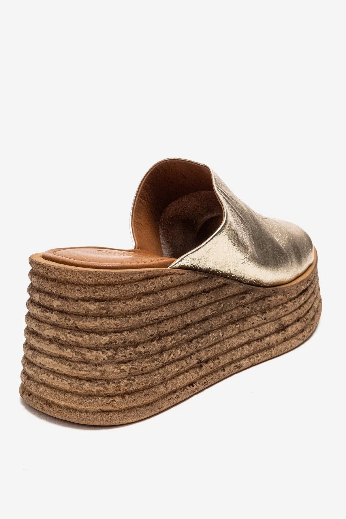 MARC - Gold Genuine Leather Wedge Heel Slide (Women) - Image 5