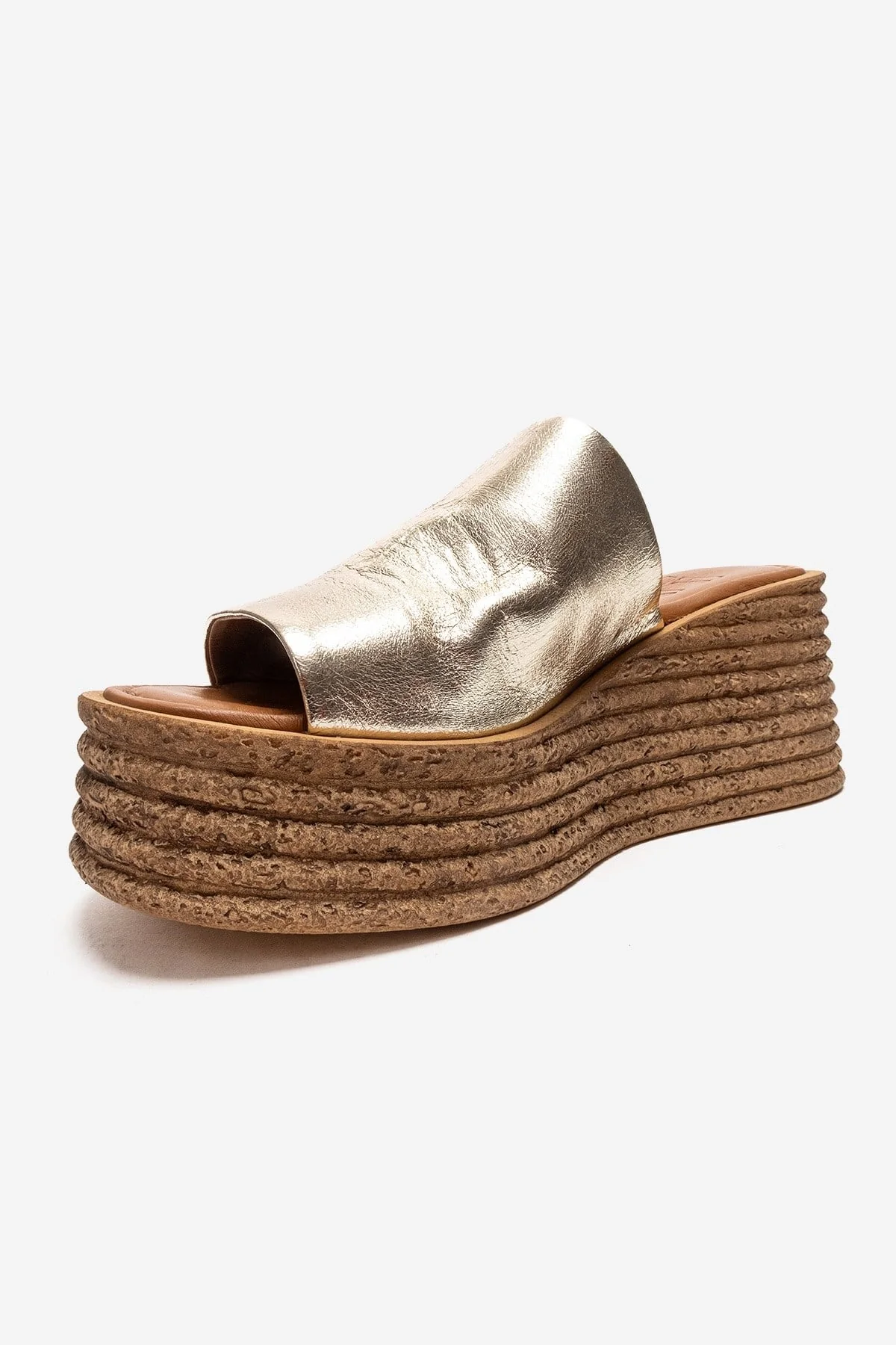MARC - Gold Genuine Leather Wedge Heel Slide (Women) - Image 6