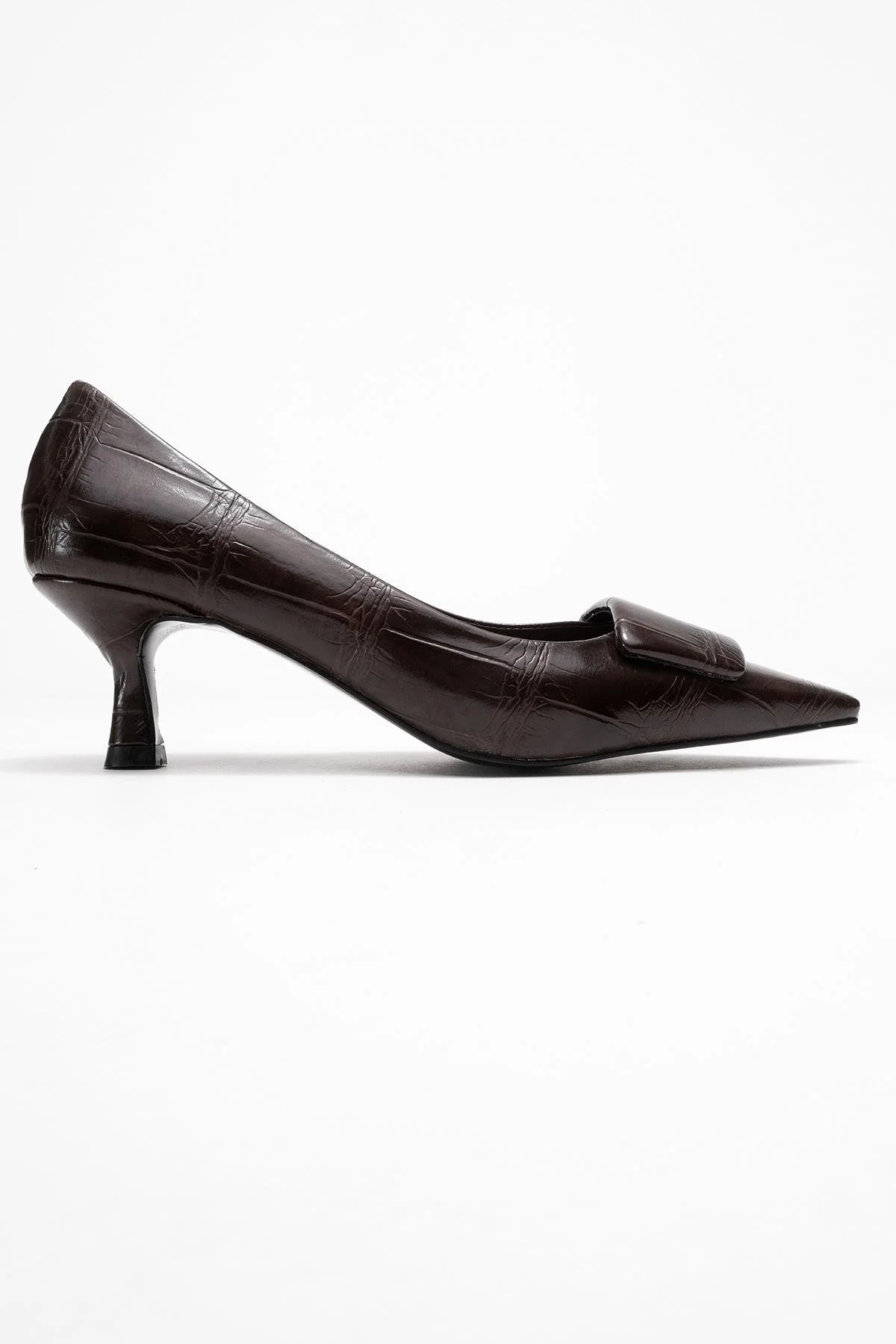 Marcia - Brown Embossed Buckle Stiletto Heel Shoe (Women) - Image 6