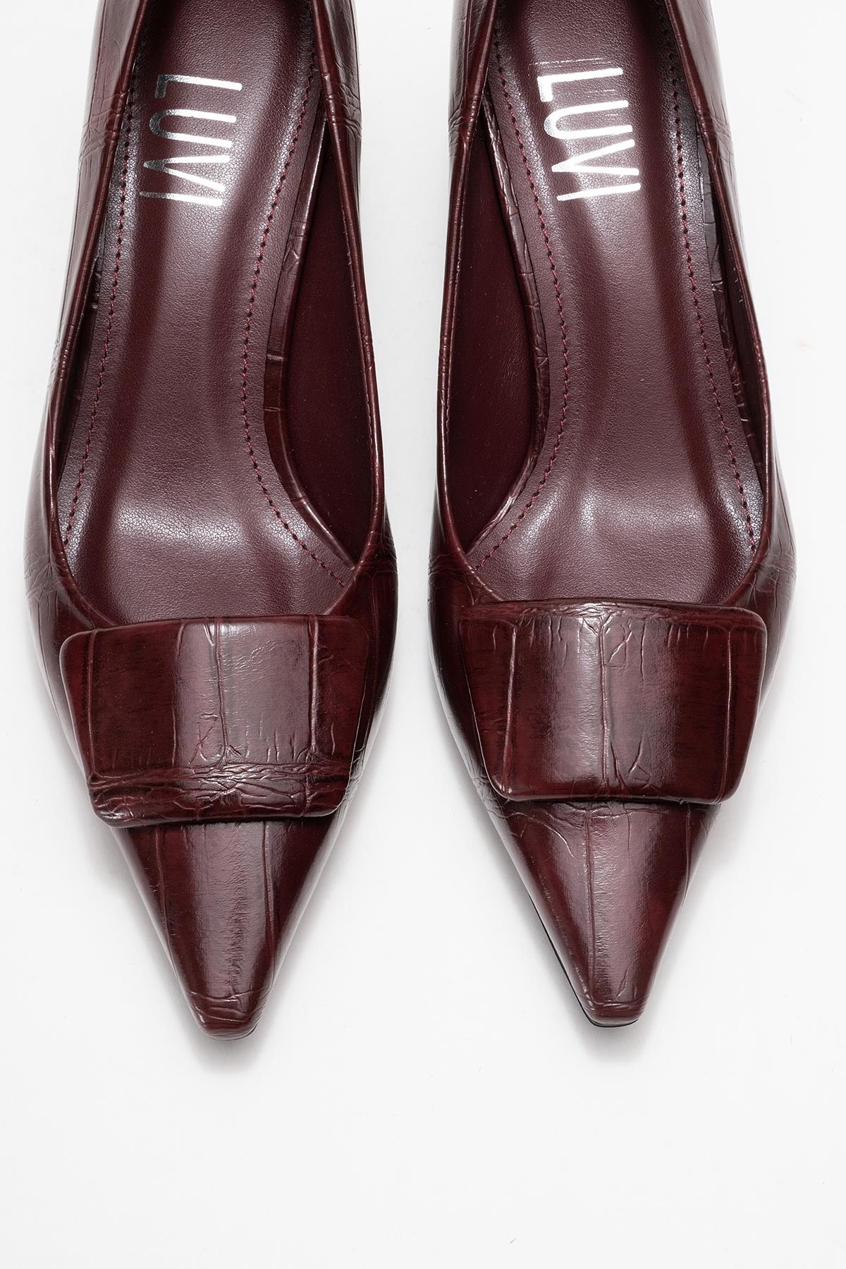 Marcia - Burgundy Printed Buckle Stiletto Heeled Shoe (Women) - Image 2