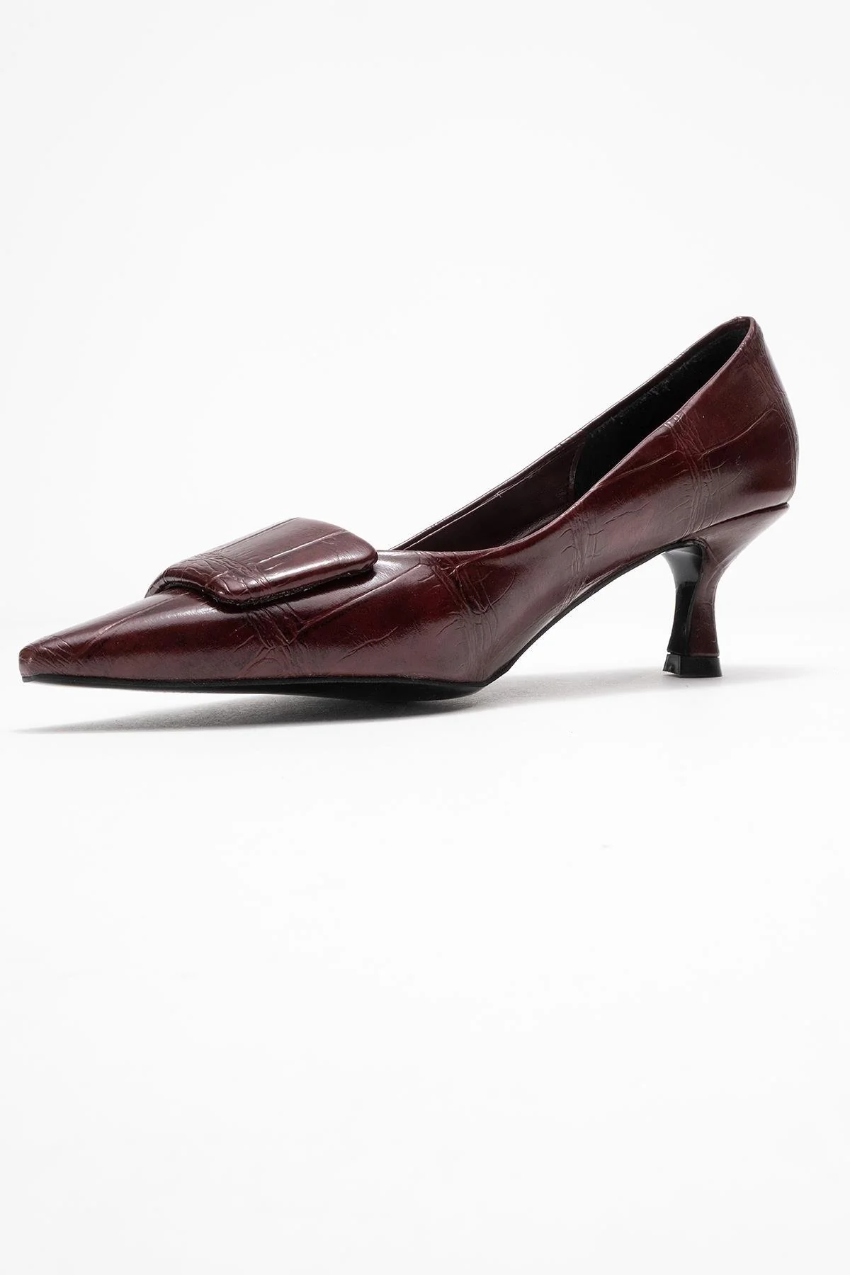 Marcia - Burgundy Printed Buckle Stiletto Heeled Shoe (Women) - Image 4