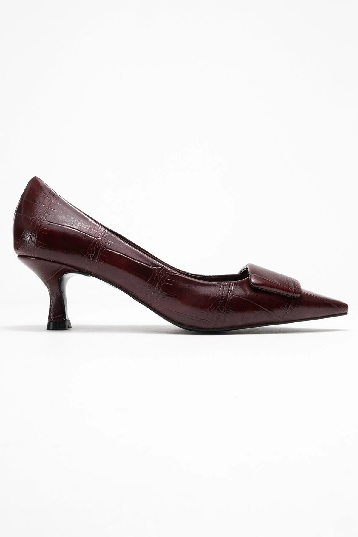 Marcia - Burgundy Printed Buckle Stiletto Heeled Shoe (Women) - Image 6
