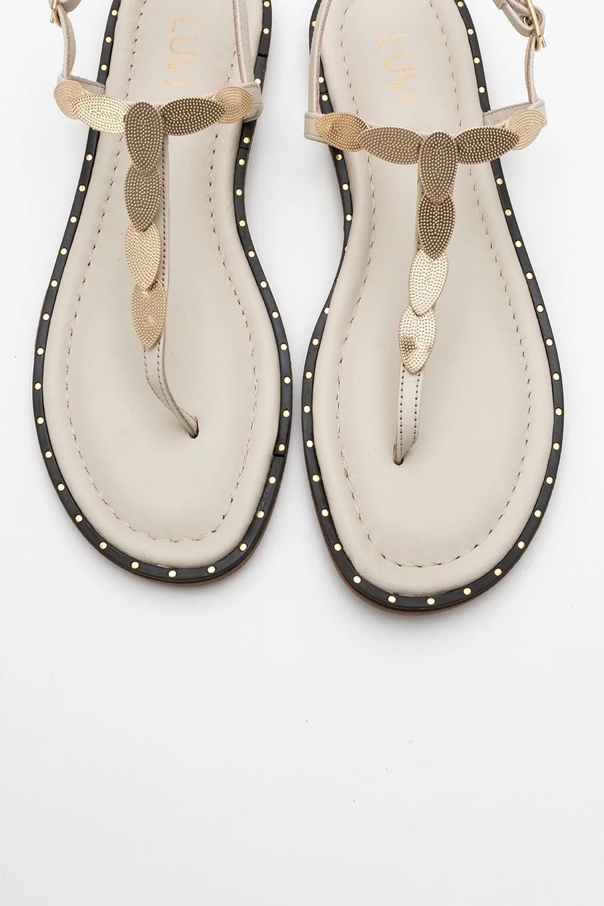 Marea - Beige Leather Flat Sandal (Women) - Image 2