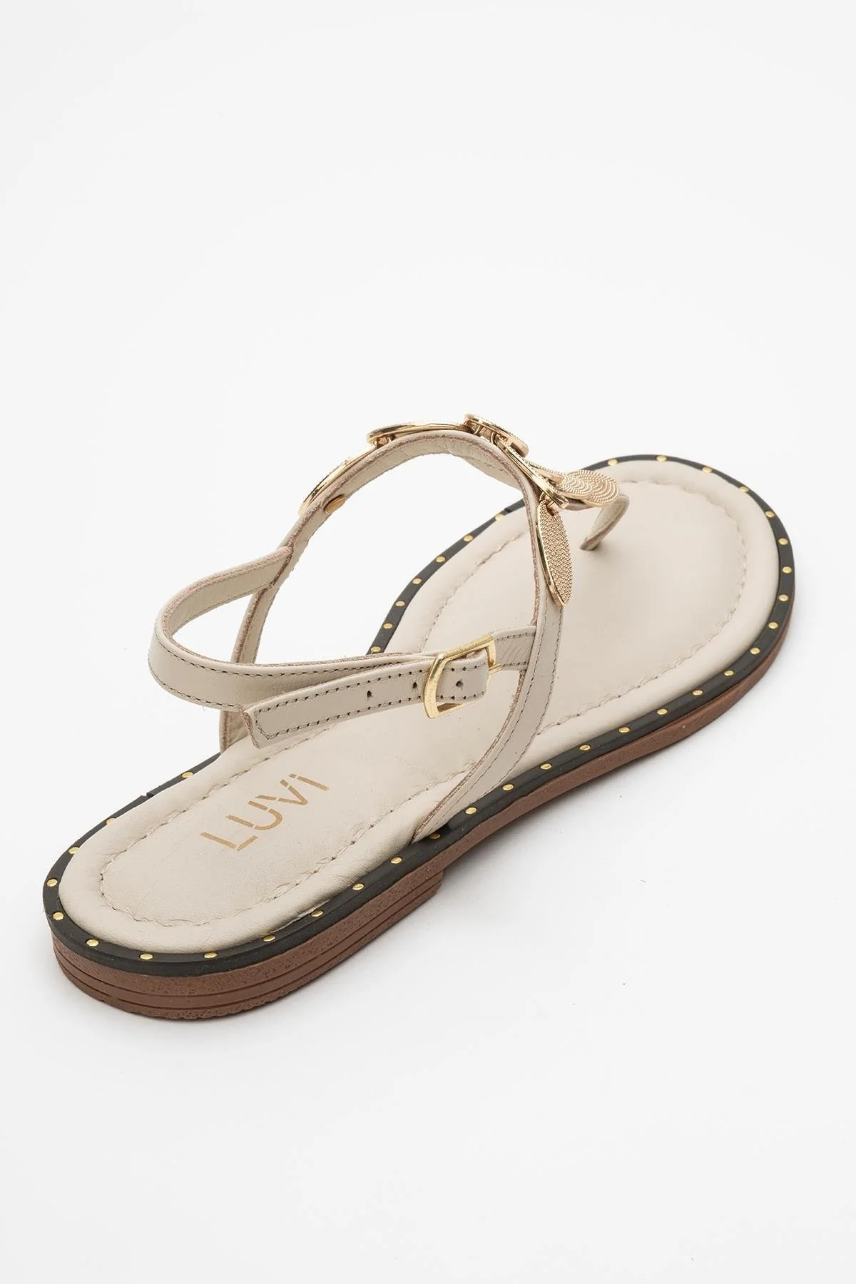 Marea - Beige Leather Flat Sandal (Women) - Image 4