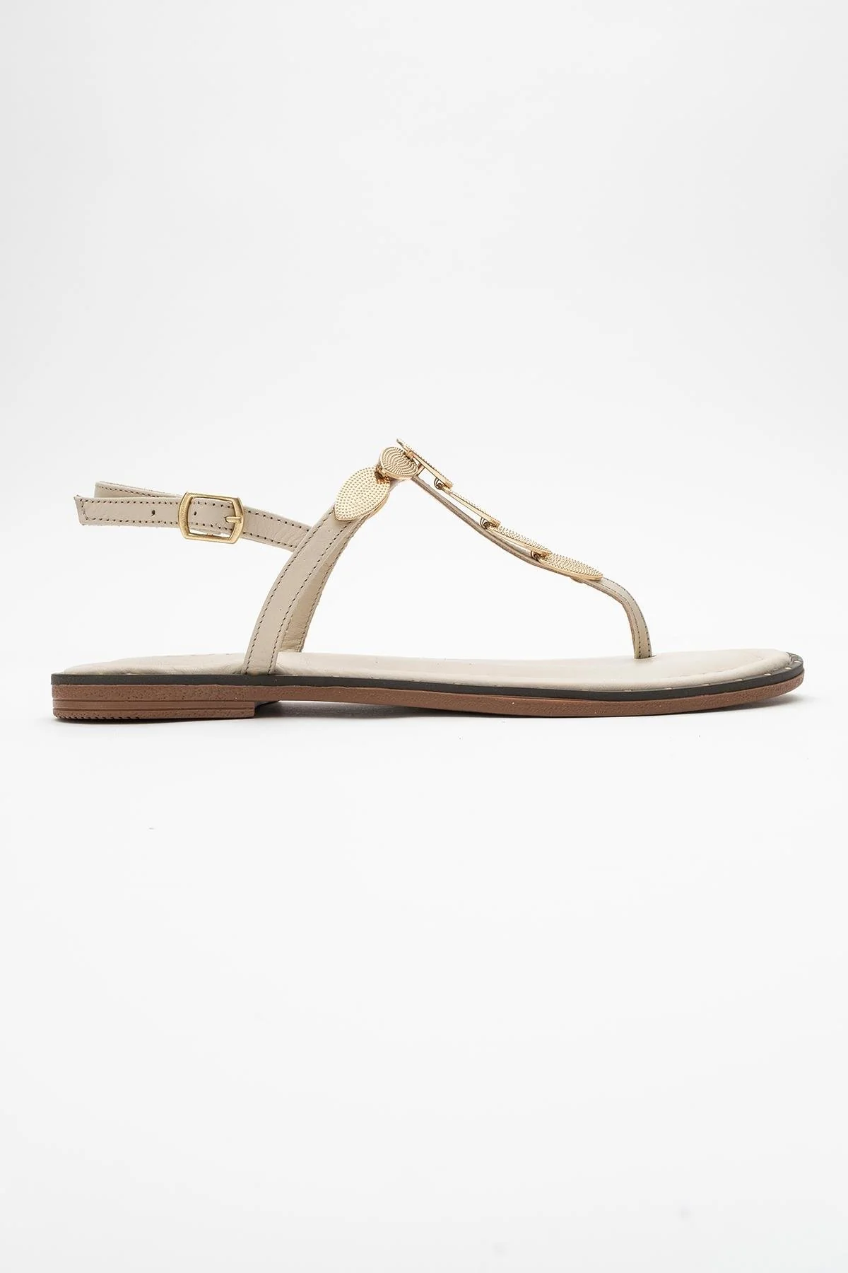 Marea - Beige Leather Flat Sandal (Women) - Image 5