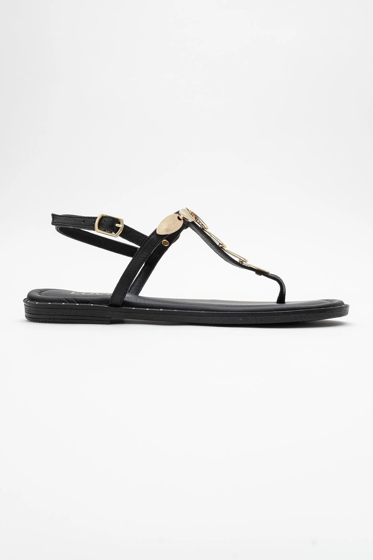 Marea - Black Leather Flat Sandal (Women) - Image 5