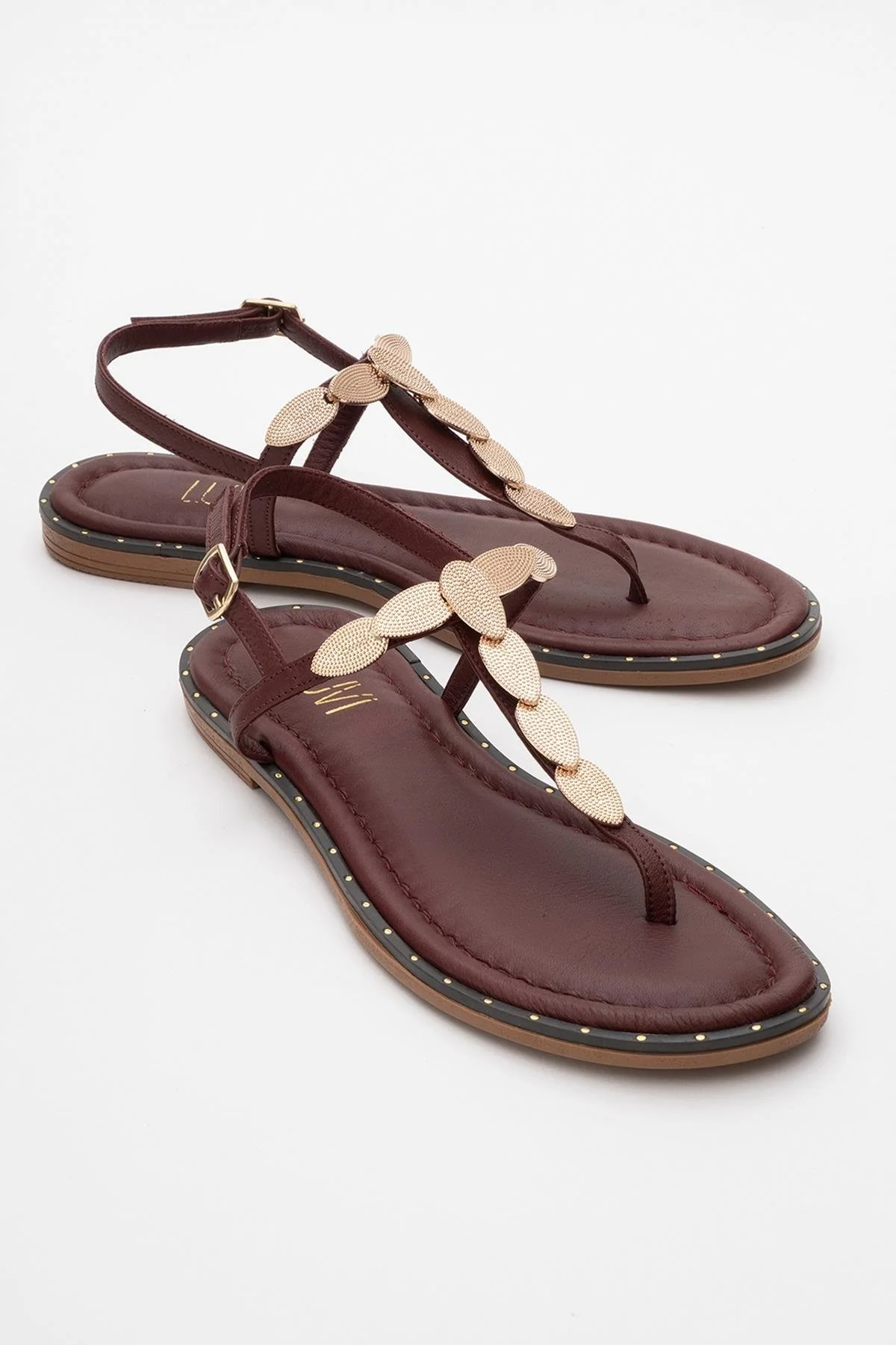 Marea - Burgundy Leather Flat Sandal (Women)