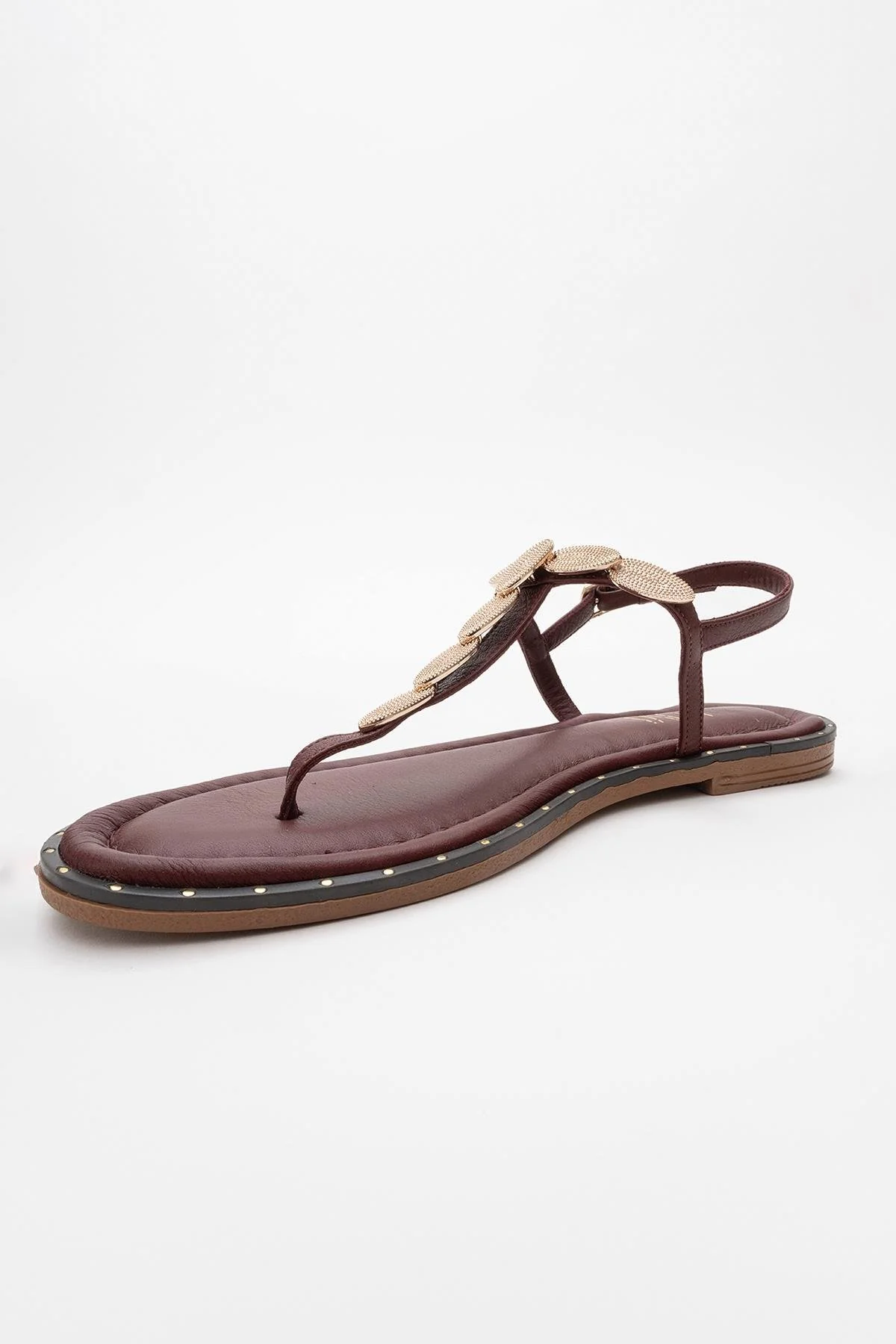 Marea - Burgundy Leather Flat Sandal (Women) - Image 4