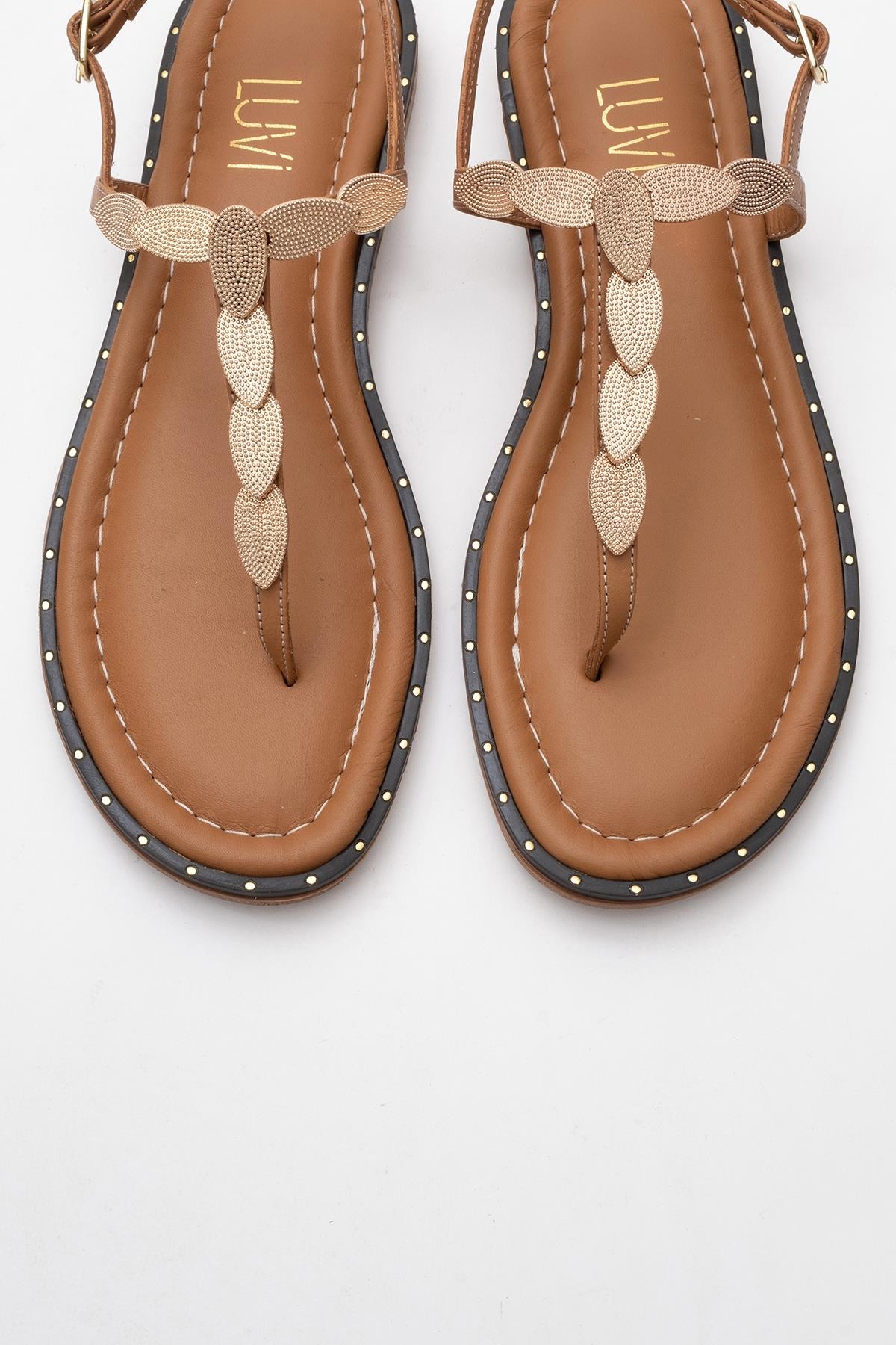 Marea - Cognac Brown Leather Flat Sandal (Women) - Image 2