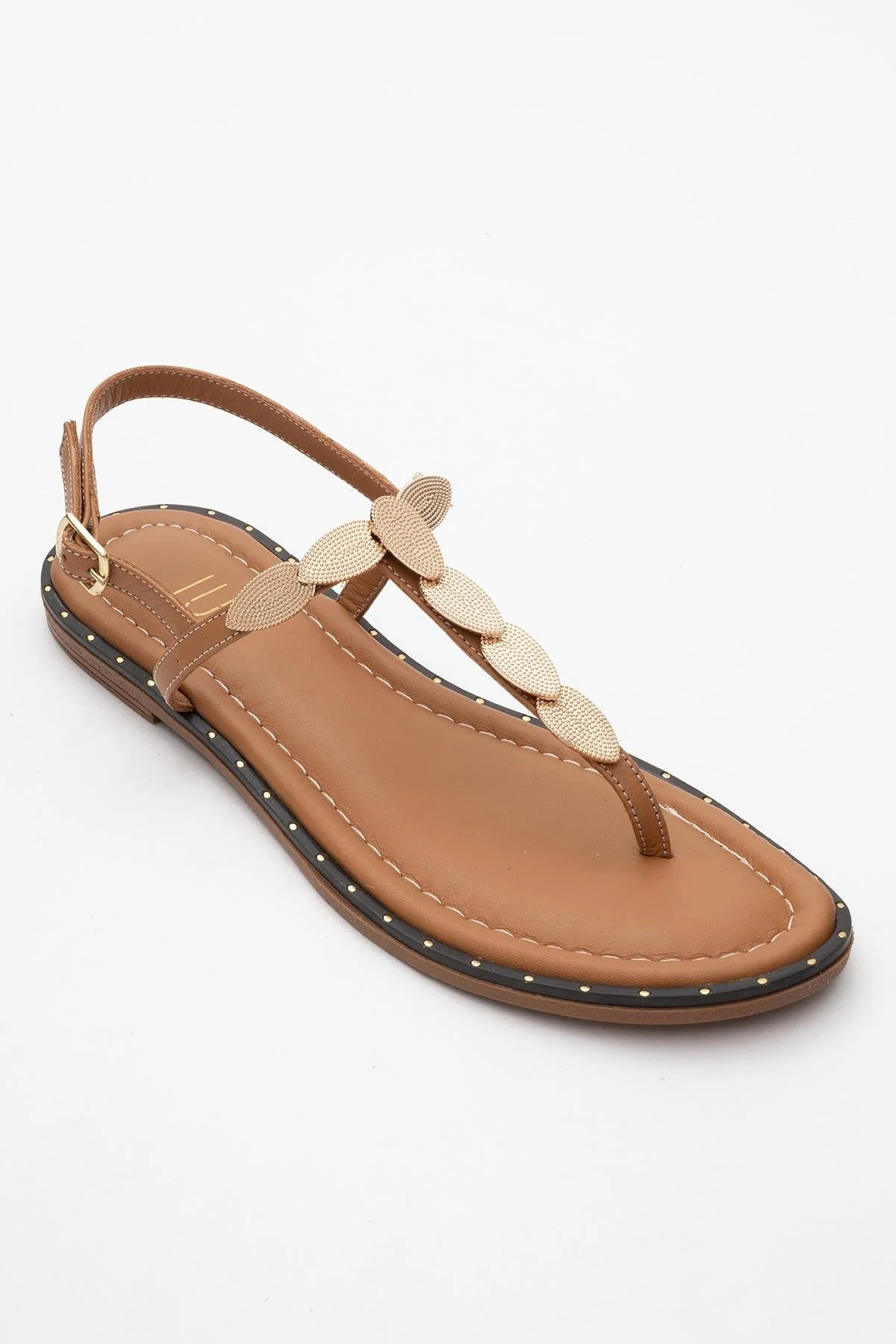 Marea - Cognac Brown Leather Flat Sandal (Women) - Image 3