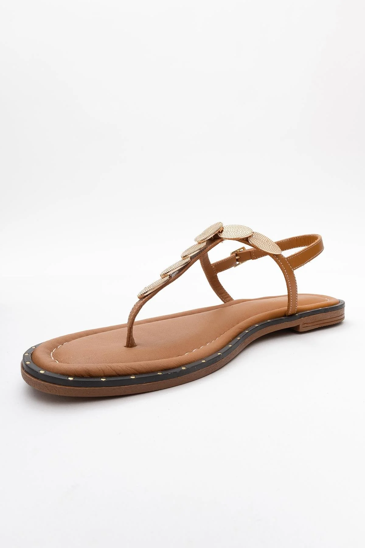 Marea - Cognac Brown Leather Flat Sandal (Women) - Image 4