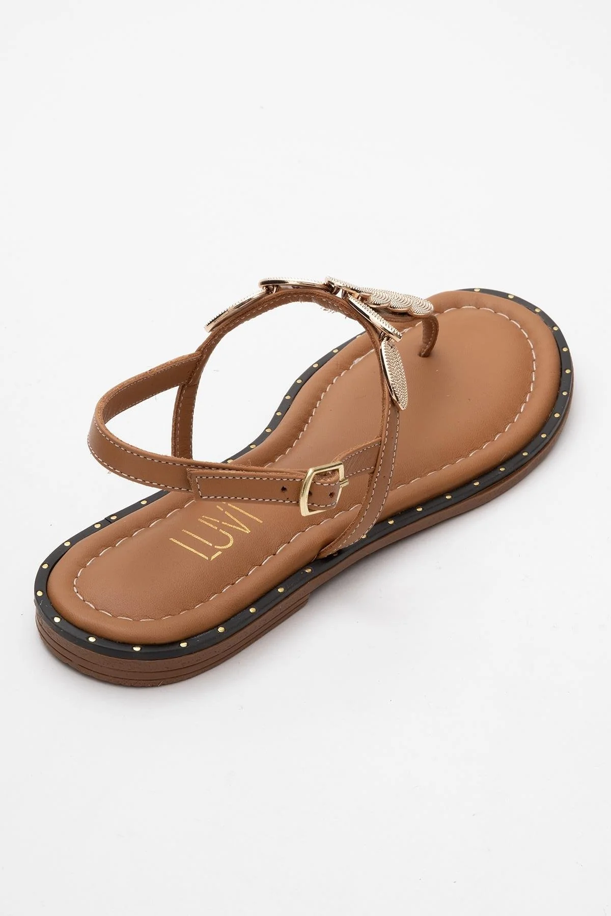 Marea - Cognac Brown Leather Flat Sandal (Women) - Image 5
