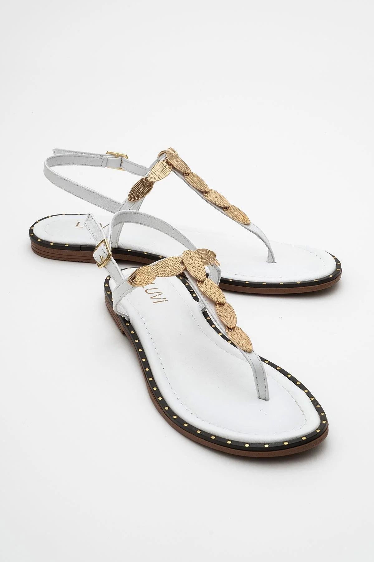 Marea - White Leather Flat Sandal (Women)