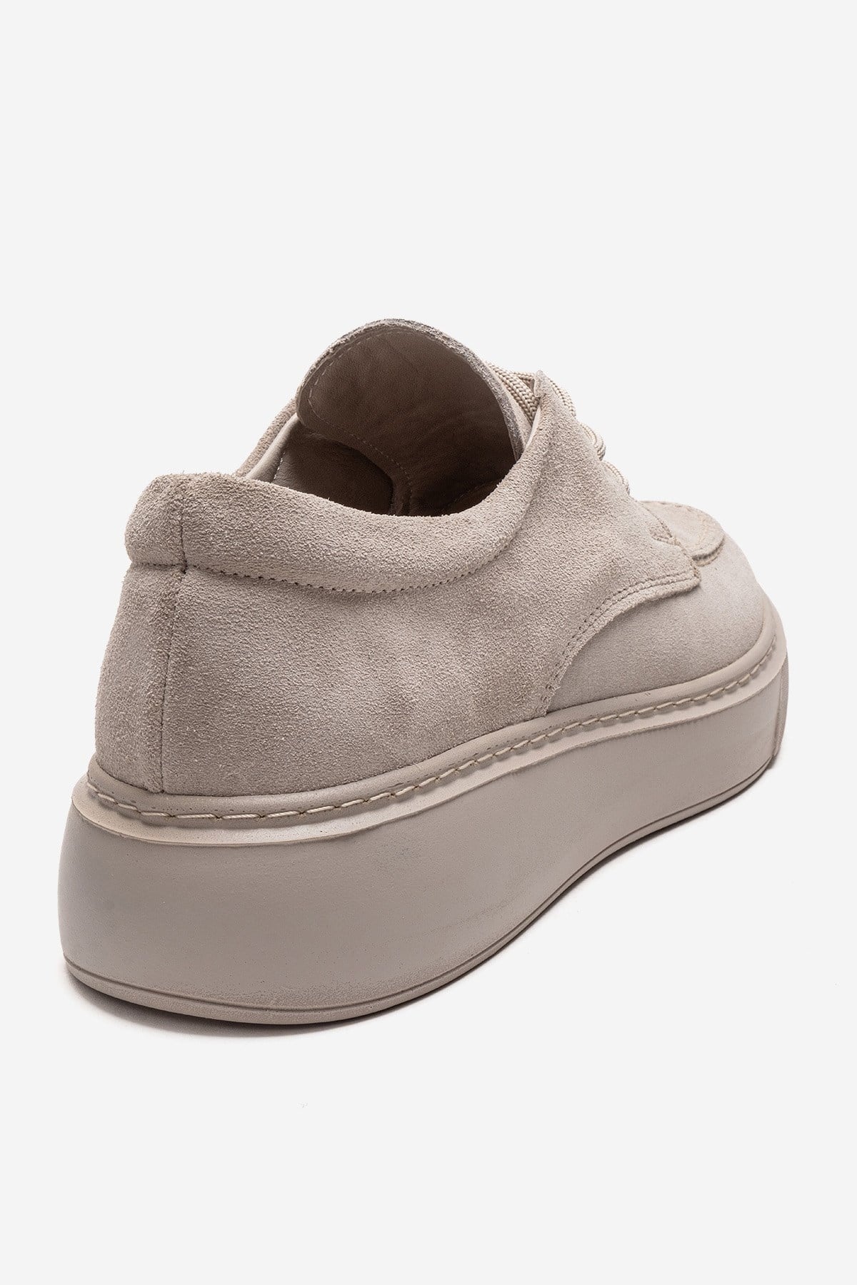 MAREON - Beige Suede Genuine Leather Lace-Up Sneaker (Women) - Image 5