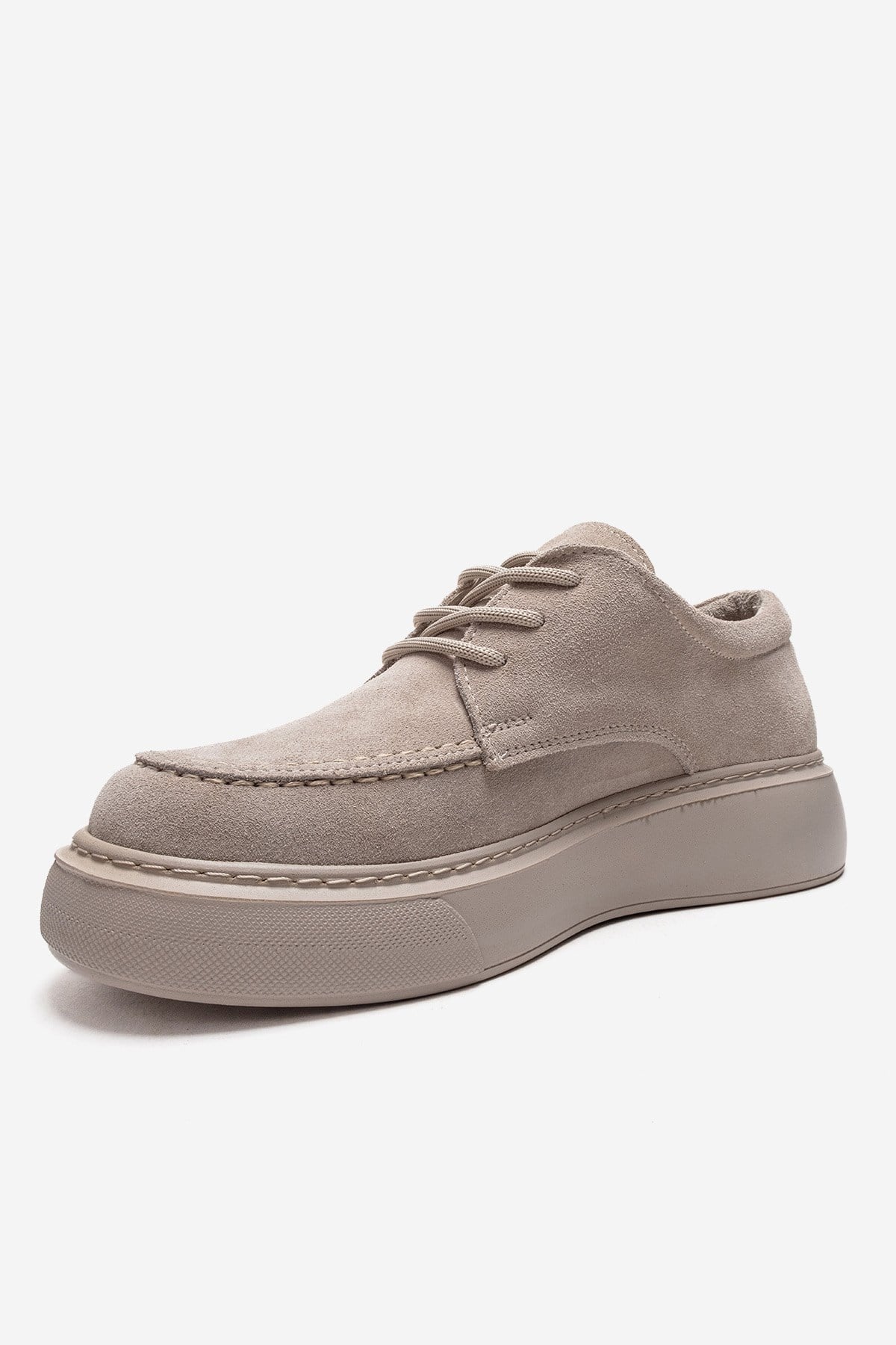 MAREON - Beige Suede Genuine Leather Lace-Up Sneaker (Women) - Image 6