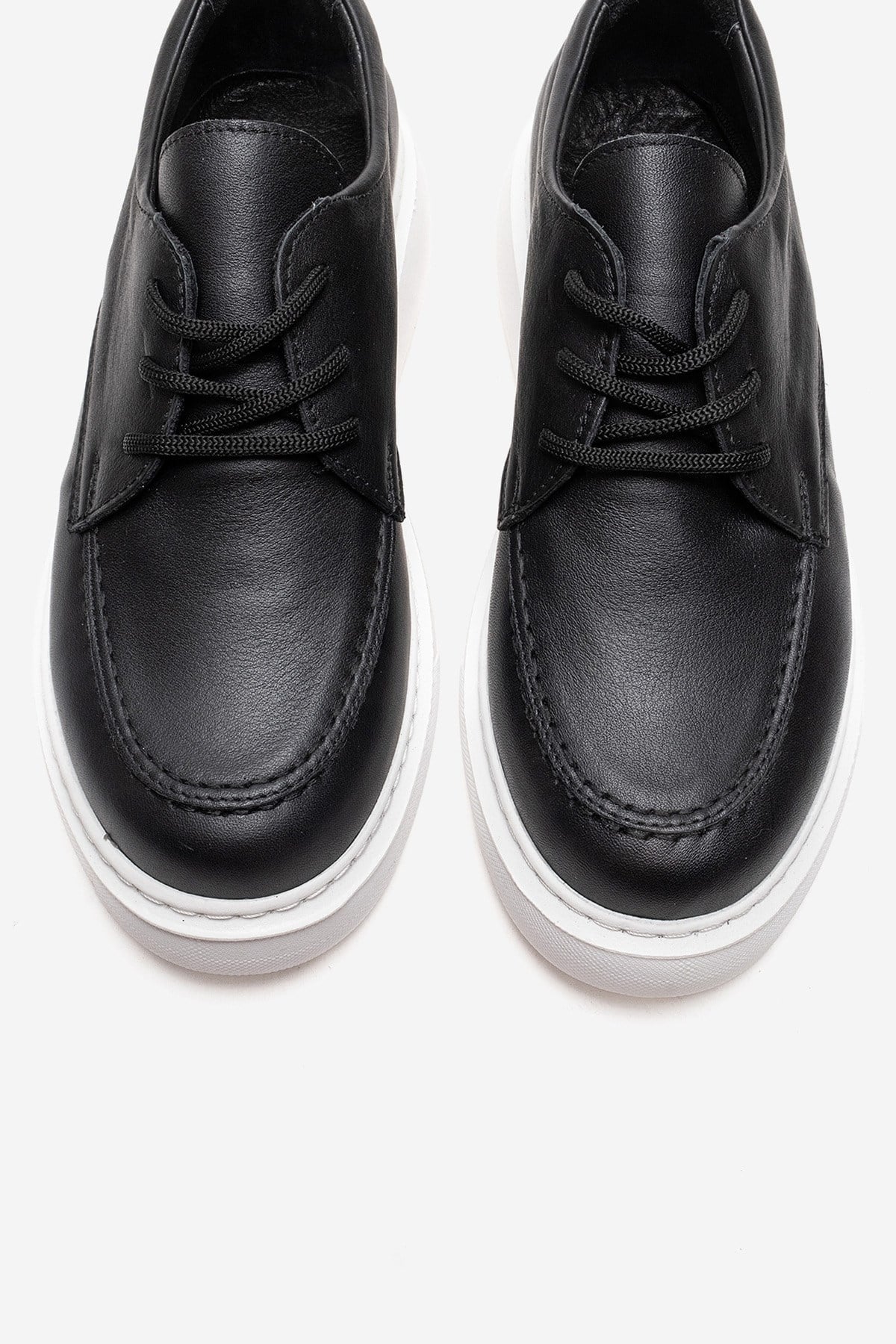 MAREON - Black Genuine Leather Lace-Up Daily Shoe (Women) - Image 2