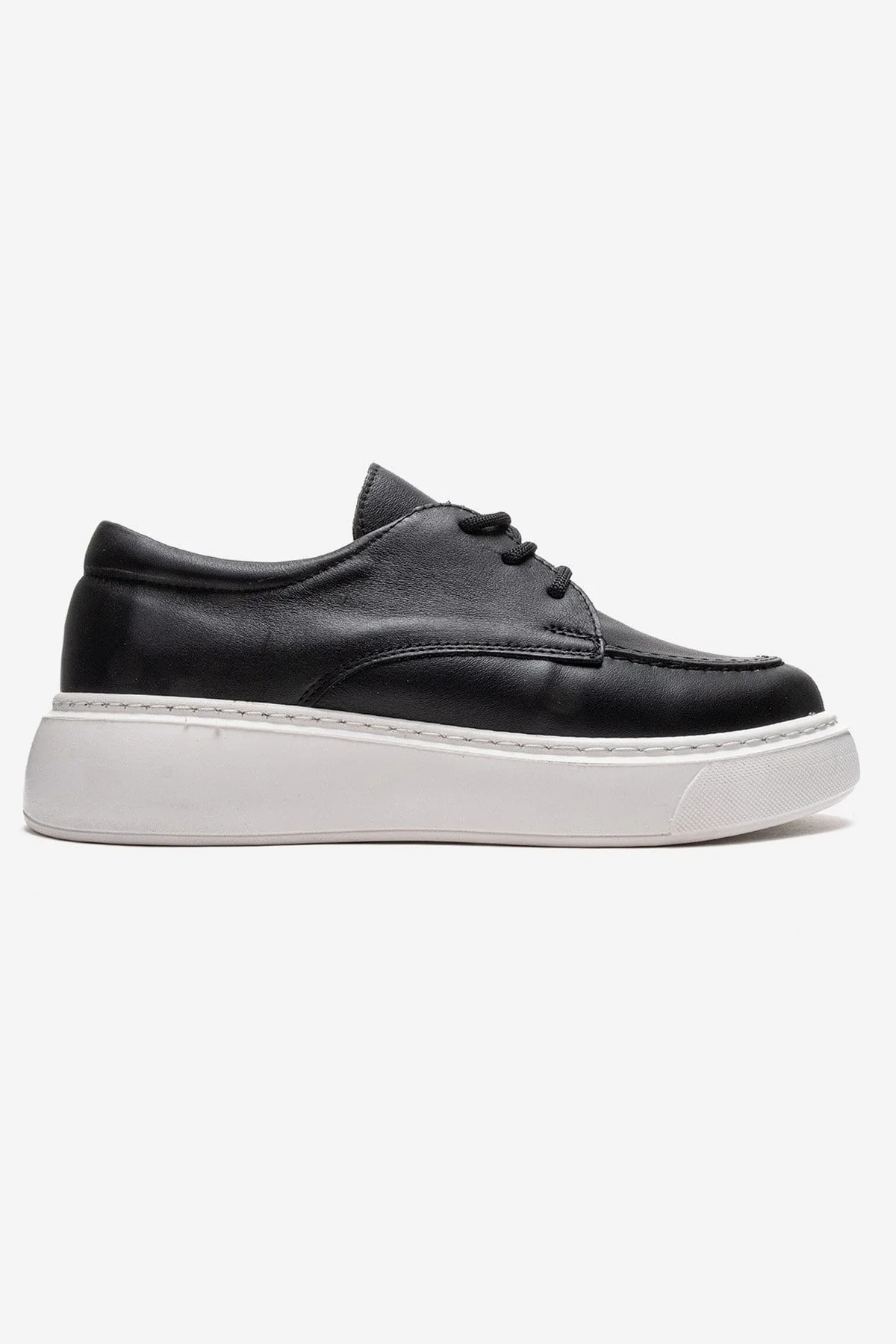 MAREON - Black Genuine Leather Lace-Up Daily Shoe (Women) - Image 4