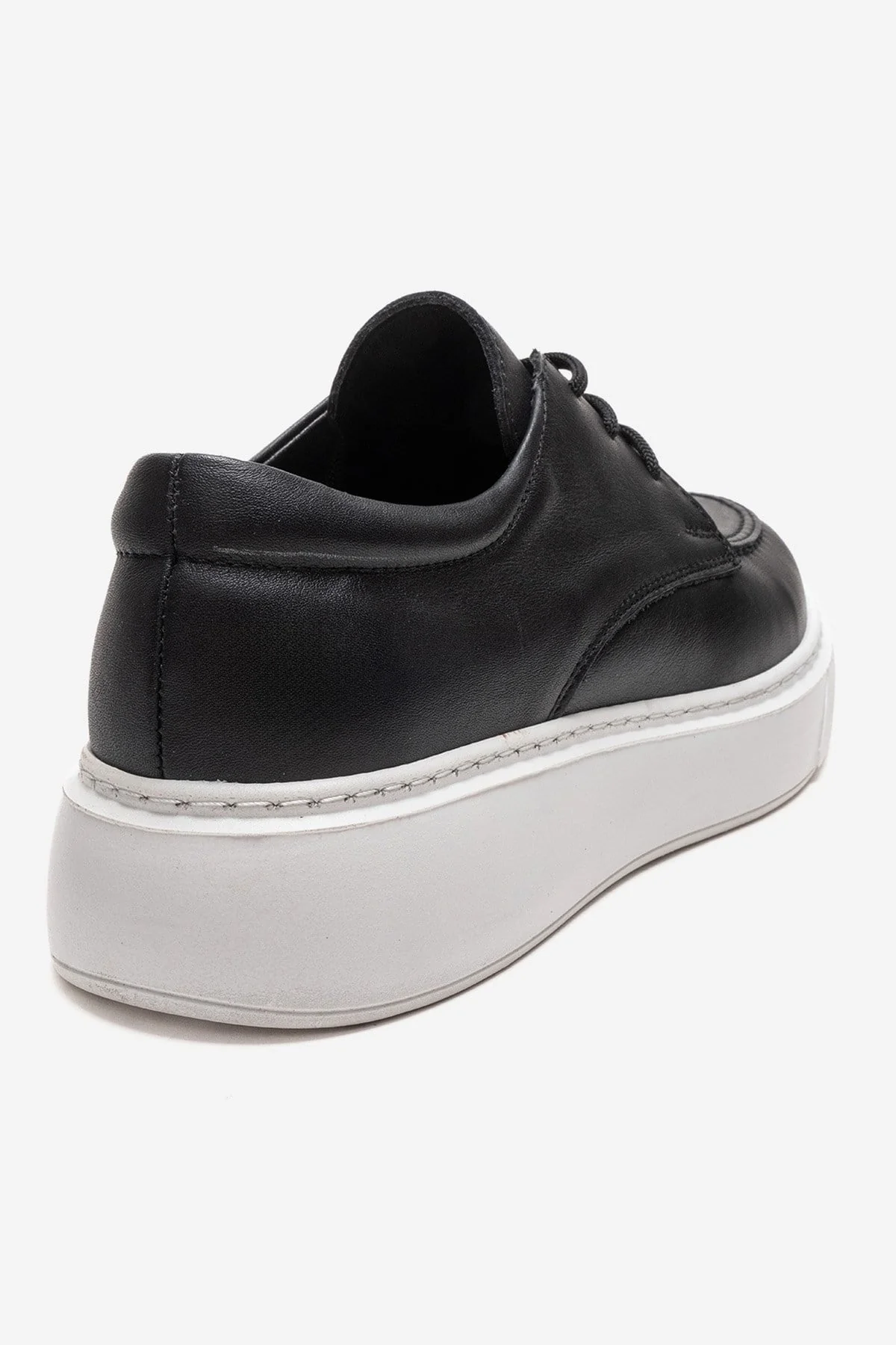 MAREON - Black Genuine Leather Lace-Up Daily Shoe (Women) - Image 5