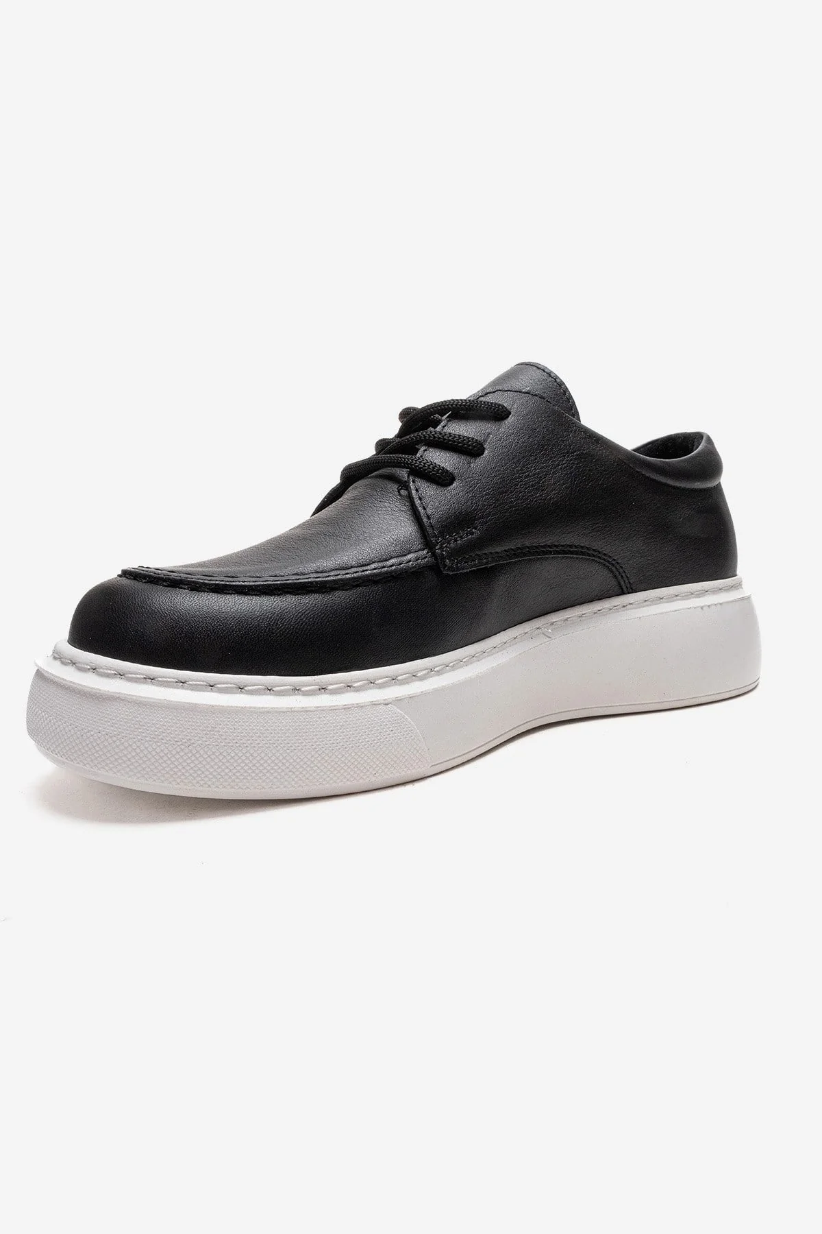 MAREON - Black Genuine Leather Lace-Up Daily Shoe (Women) - Image 6