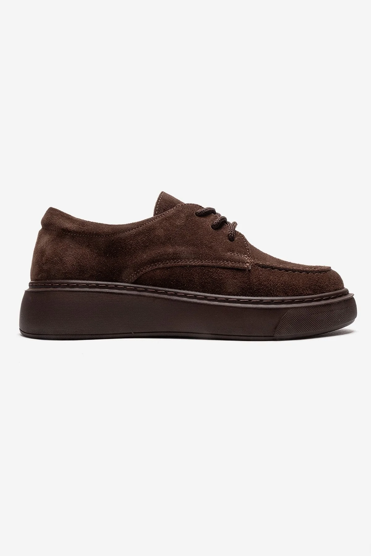 MAREON - Brown Suede Genuine Leather Lace-Up Sneaker (Women) - Image 4
