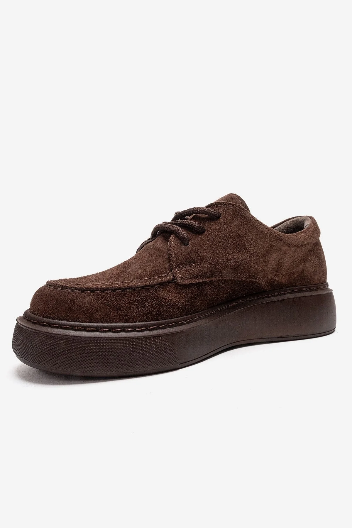 MAREON - Brown Suede Genuine Leather Lace-Up Sneaker (Women) - Image 6