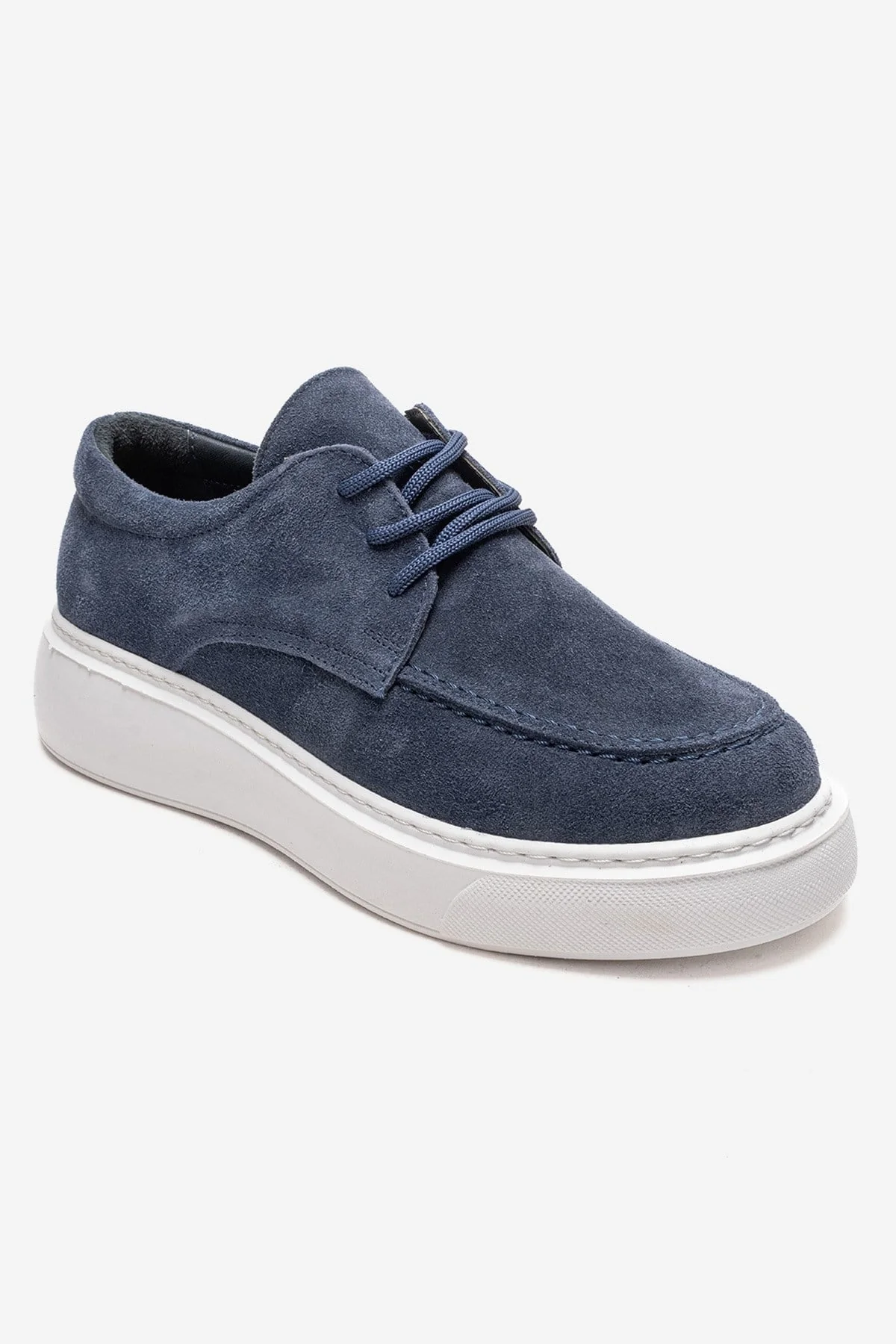 MAREON - Denim Blue Genuine Leather Lace-Up Daily Shoe (Women) - Image 3