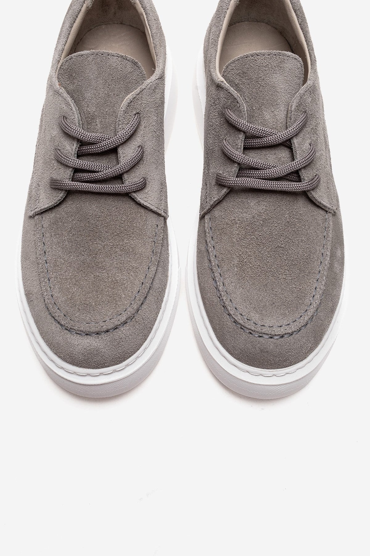 MAREON - Gray Suede Genuine Leather Lace-Up Sneaker (Women) - Image 2