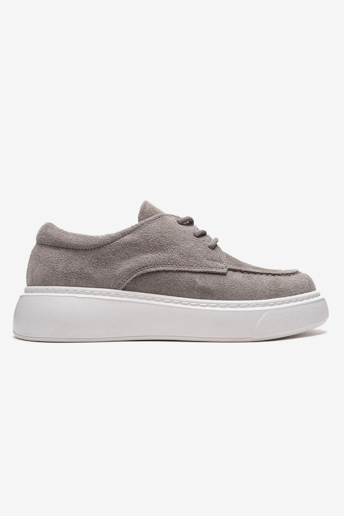 MAREON - Gray Suede Genuine Leather Lace-Up Sneaker (Women) - Image 4