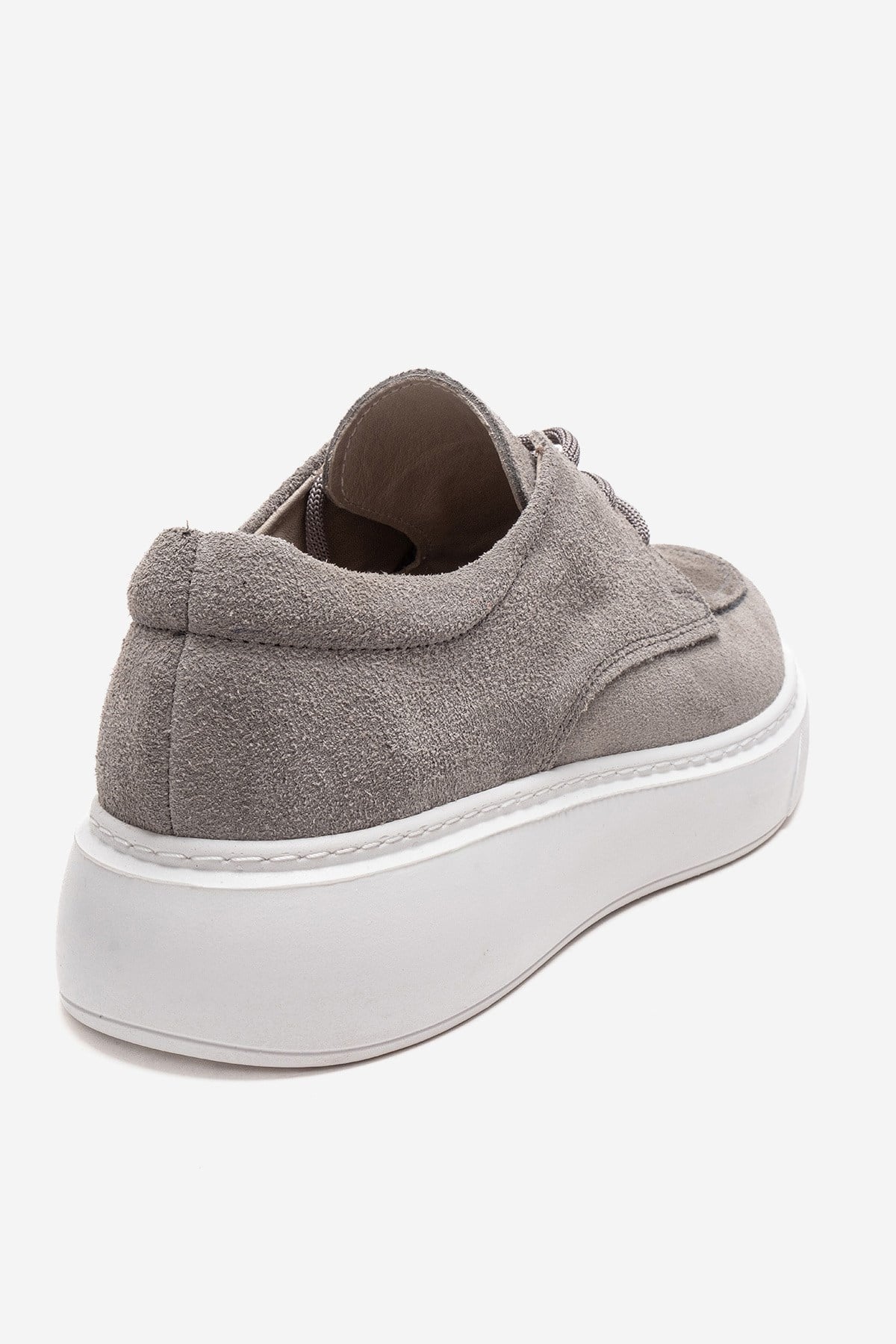 MAREON - Gray Suede Genuine Leather Lace-Up Sneaker (Women) - Image 5
