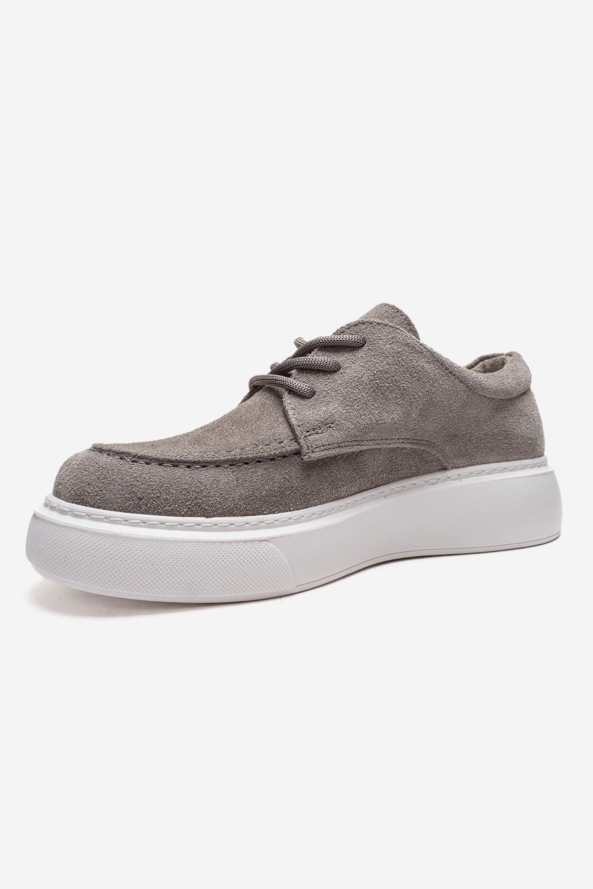 MAREON - Gray Suede Genuine Leather Lace-Up Sneaker (Women) - Image 6