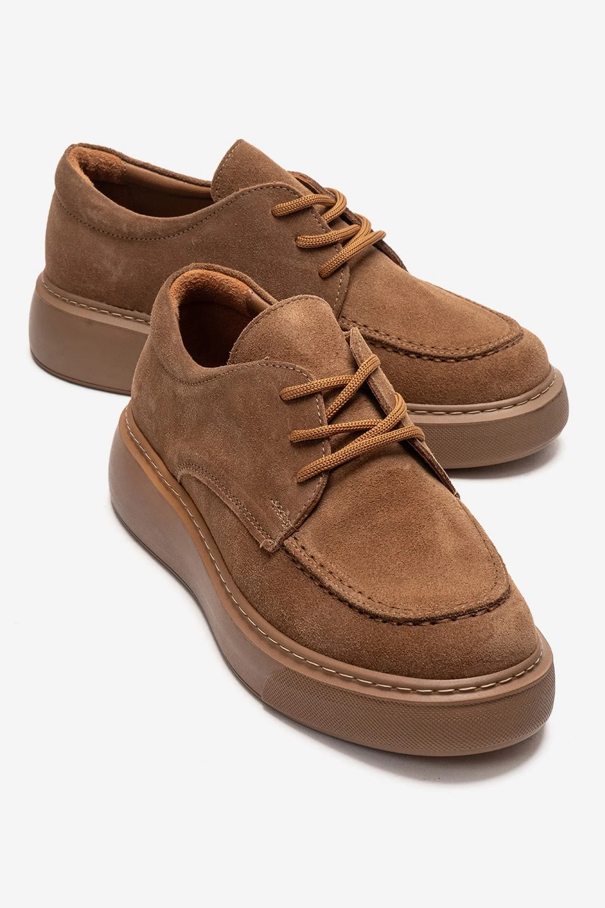 MAREON - Taupe Genuine Leather Lace-Up Daily Shoe (Women)