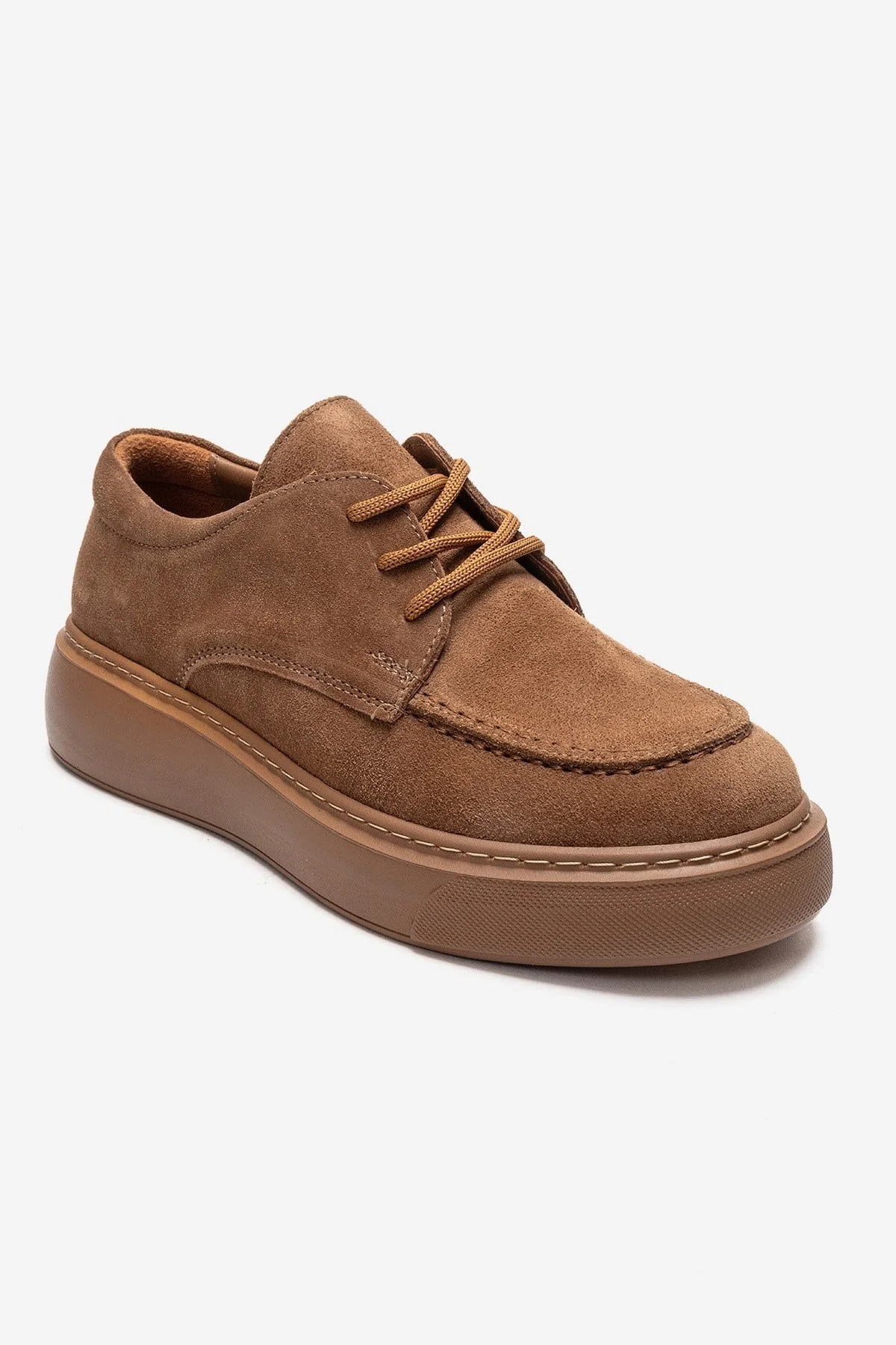 MAREON - Taupe Genuine Leather Lace-Up Daily Shoe (Women) - Image 3