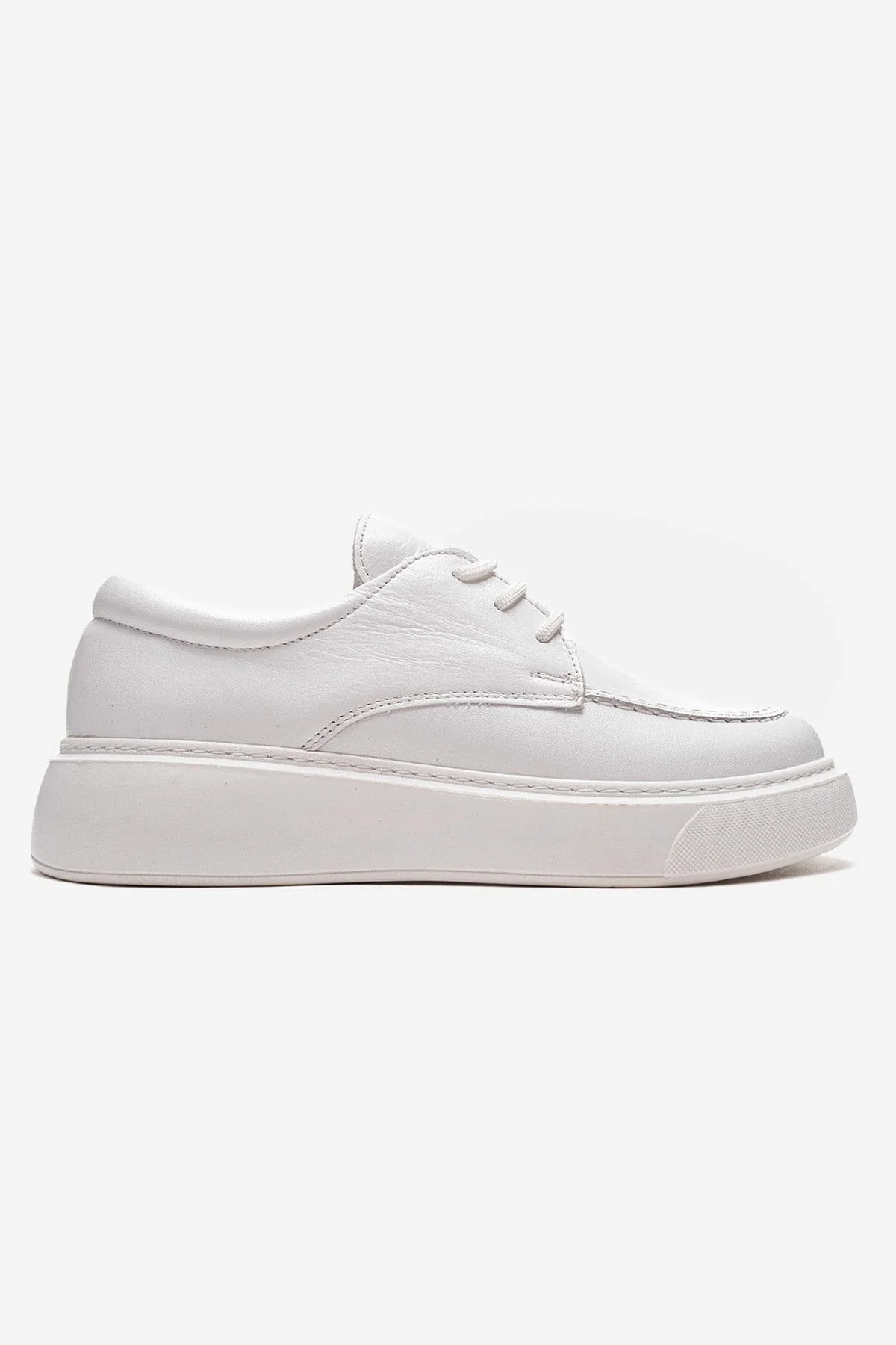 MAREON - White Genuine Leather Lace-Up Daily Shoe (Women) - Image 4