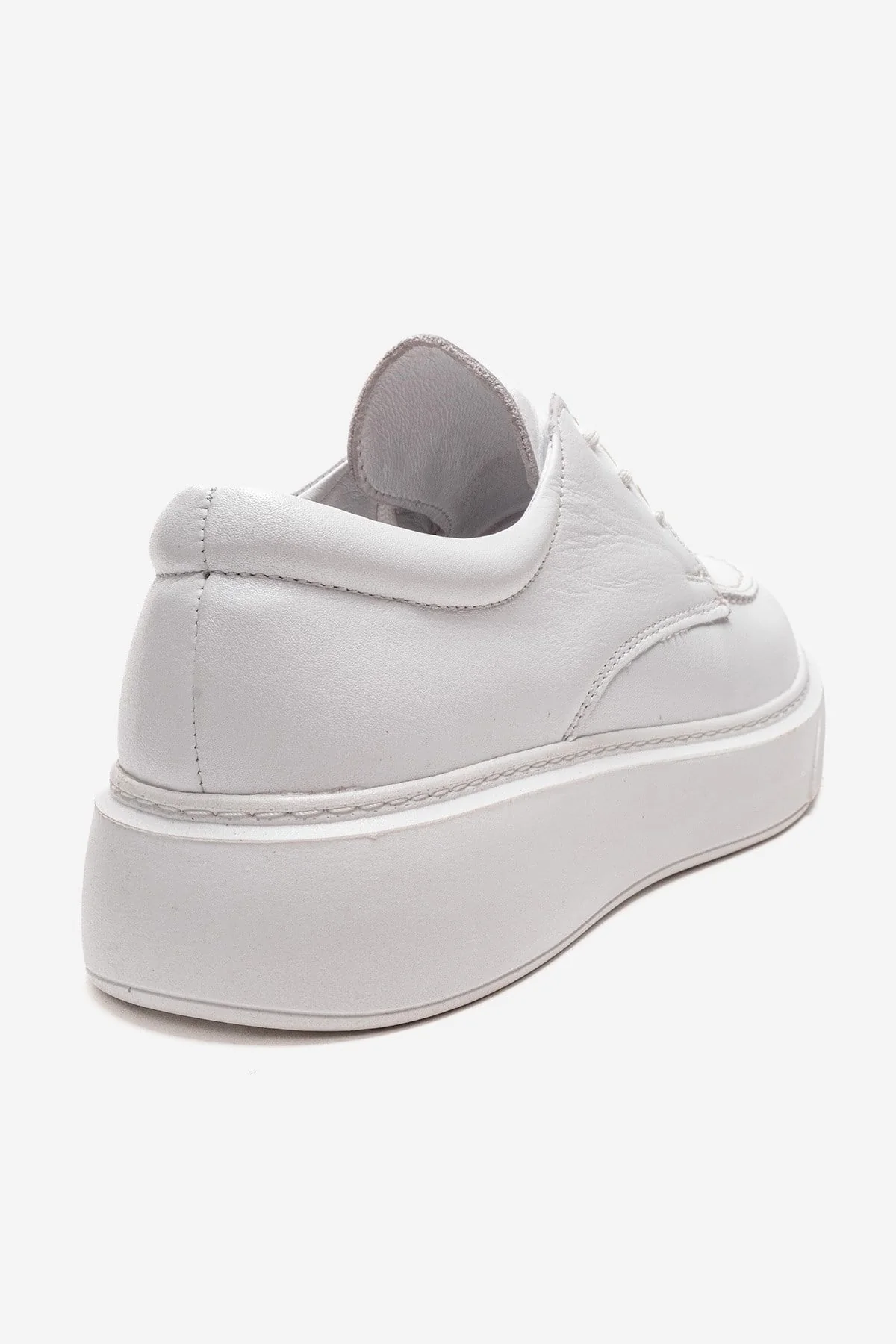 MAREON - White Genuine Leather Lace-Up Daily Shoe (Women) - Image 5