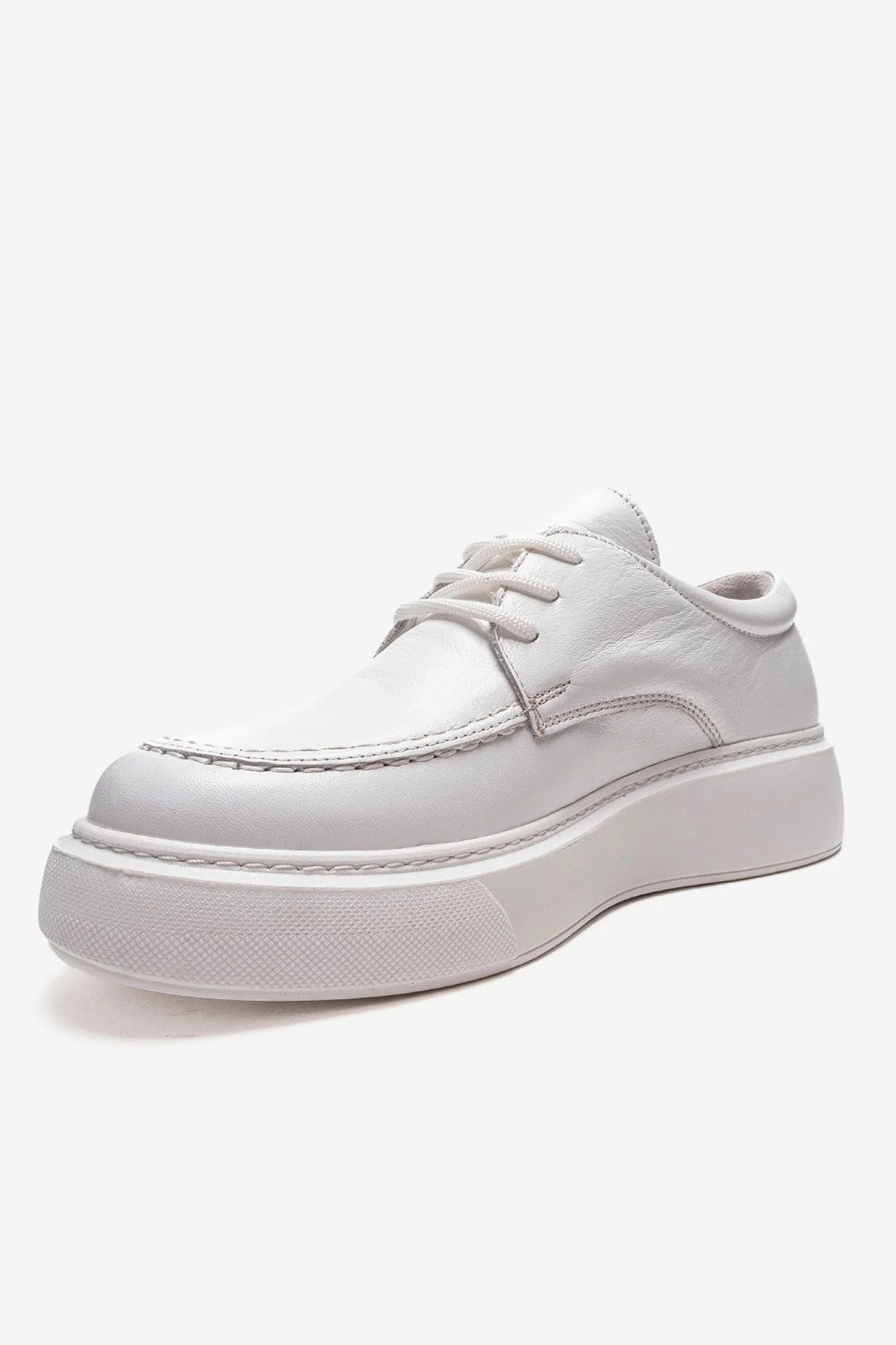 MAREON - White Genuine Leather Lace-Up Daily Shoe (Women) - Image 6