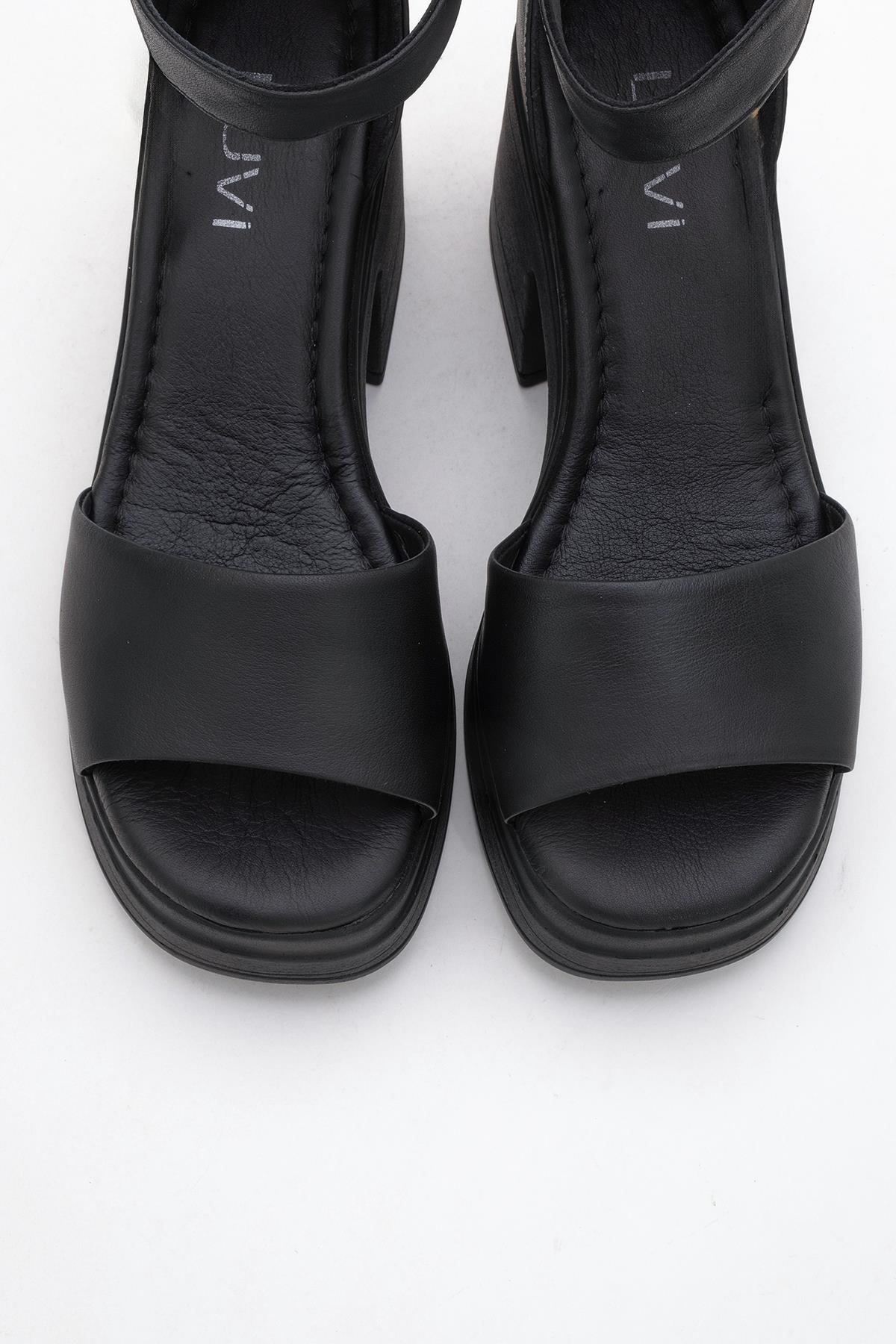 MARGOT Black Leather Platform Sandal (Women) - Image 2