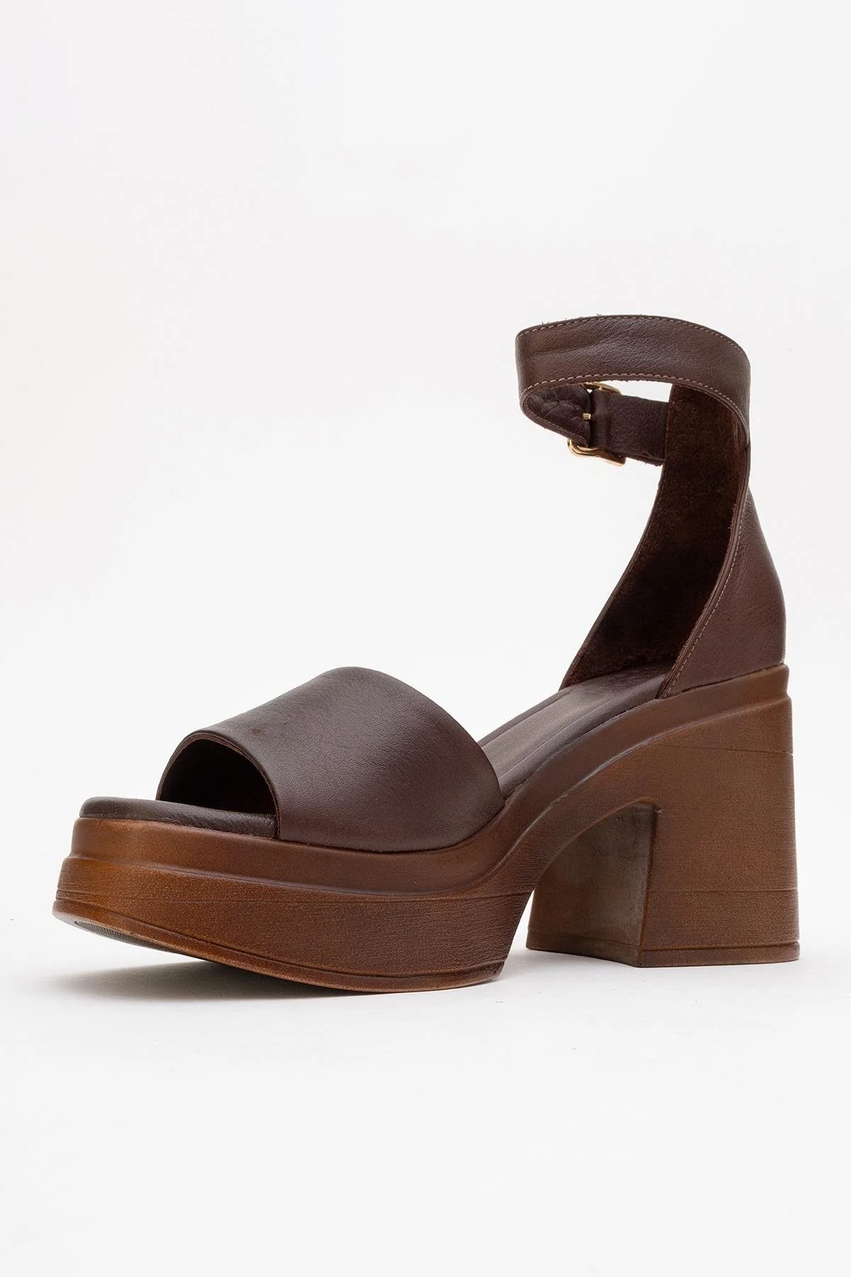 MARGOT - Brown Leather Platform Sandal (Women) - Image 4