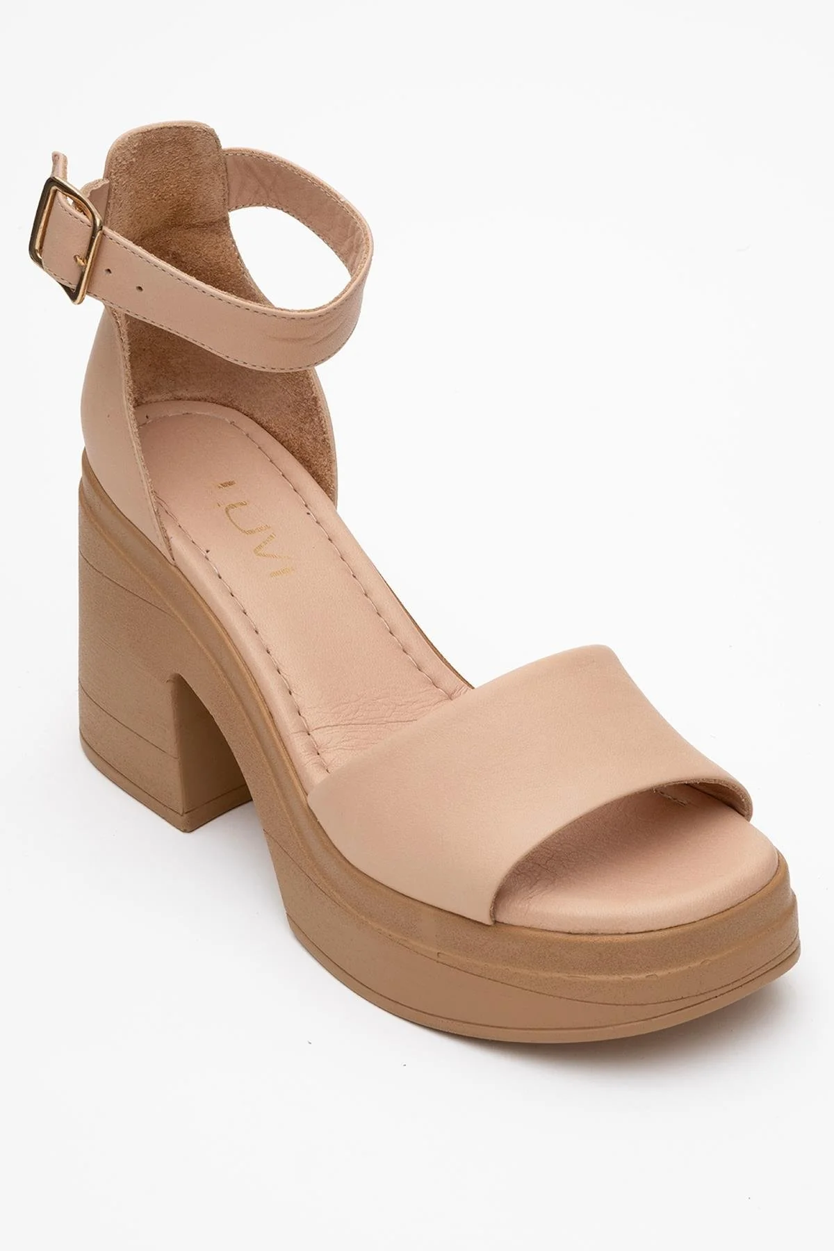 MARGOT - Cream Beige Leather Platform Sandal (Women) - Image 3