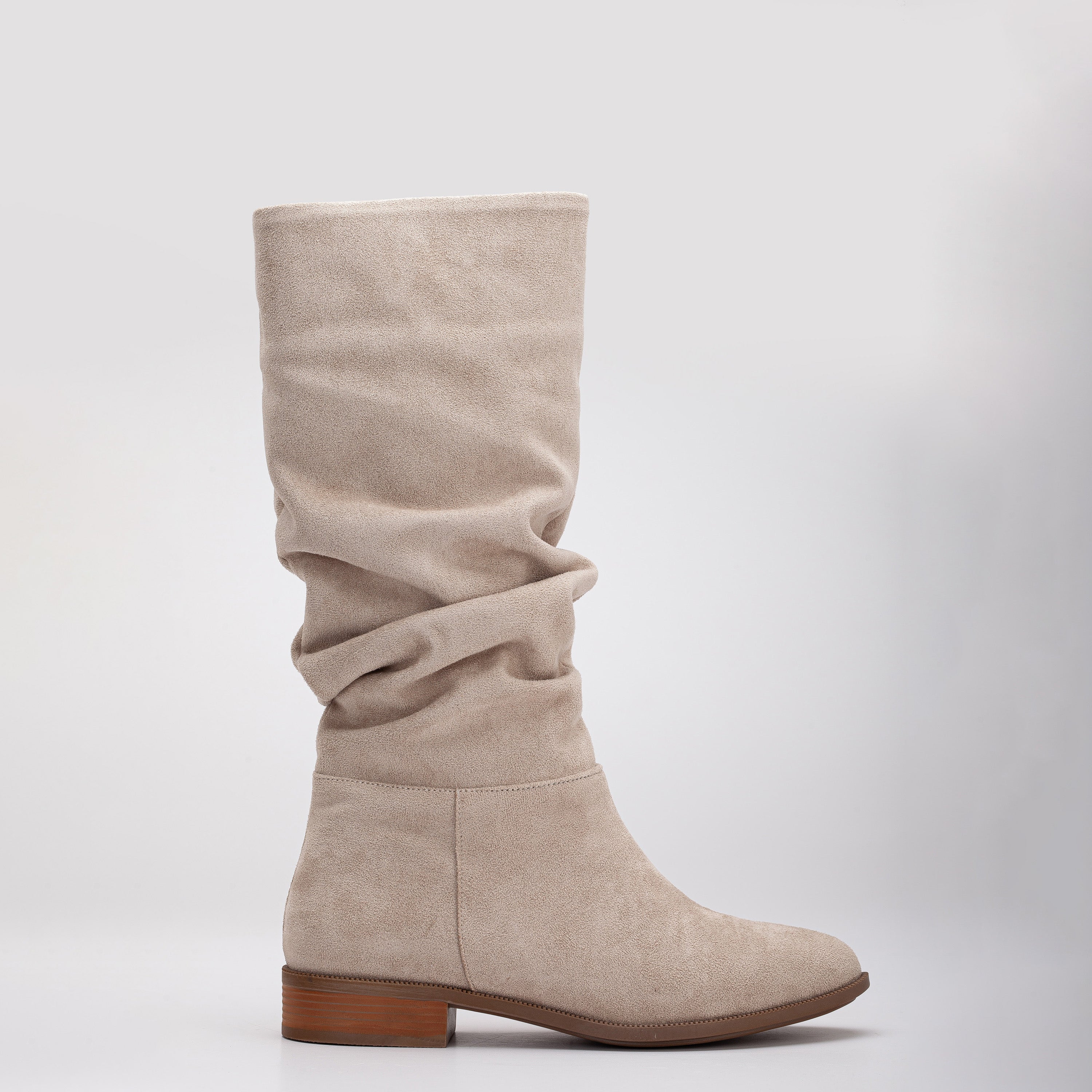 Maribel - Beige Suede Slouchy Boots - Image 2