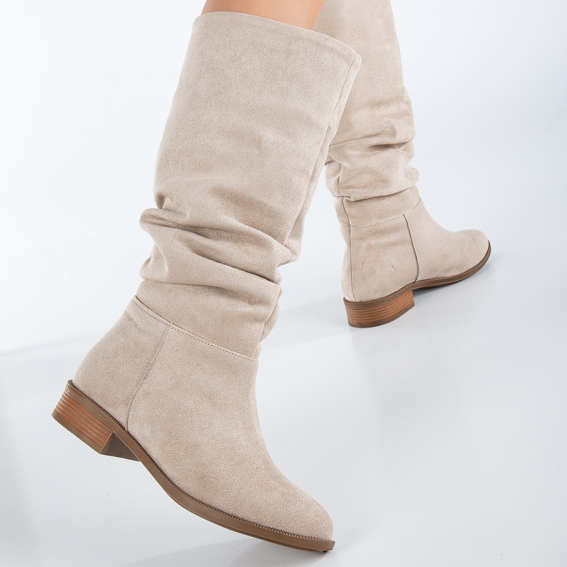 Maribel - Beige Suede Slouchy Boots - Image 6