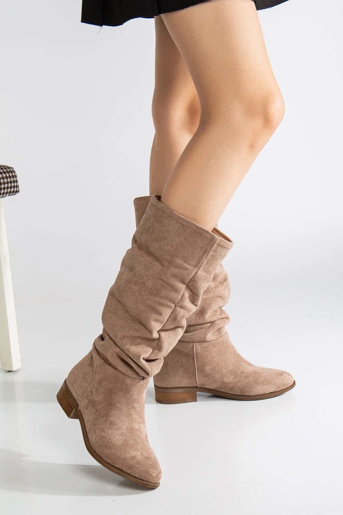 Maribel - Dark Beige Suede Slouchy Boots - Image 6