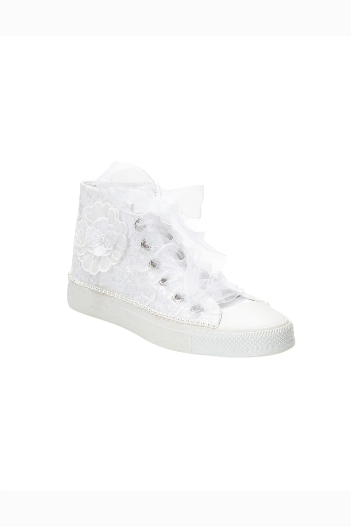 Mariselle Pearl Lace Bridal High-top Sneaker