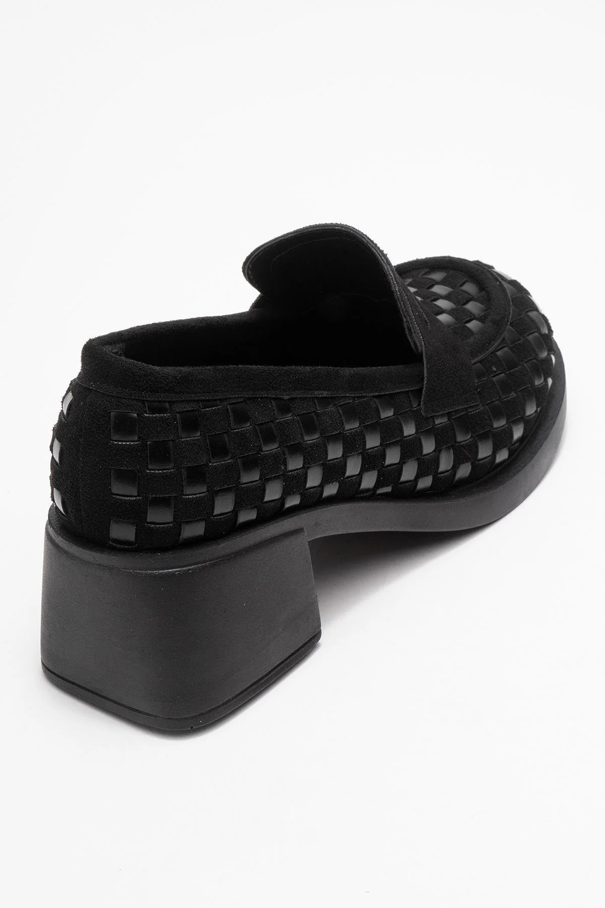 Marlon - Black Woven Block Heel Shoe (Women) - Image 5