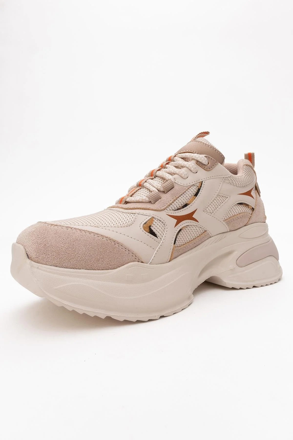 Marron - Beige Patterned Sneaker (Women) - Image 4