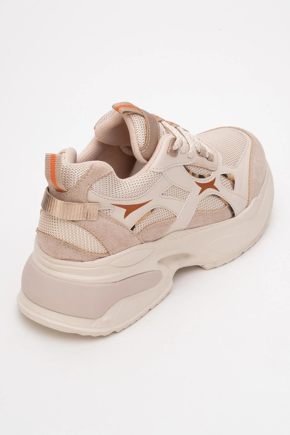 Marron - Beige Patterned Sneaker (Women) - Image 5